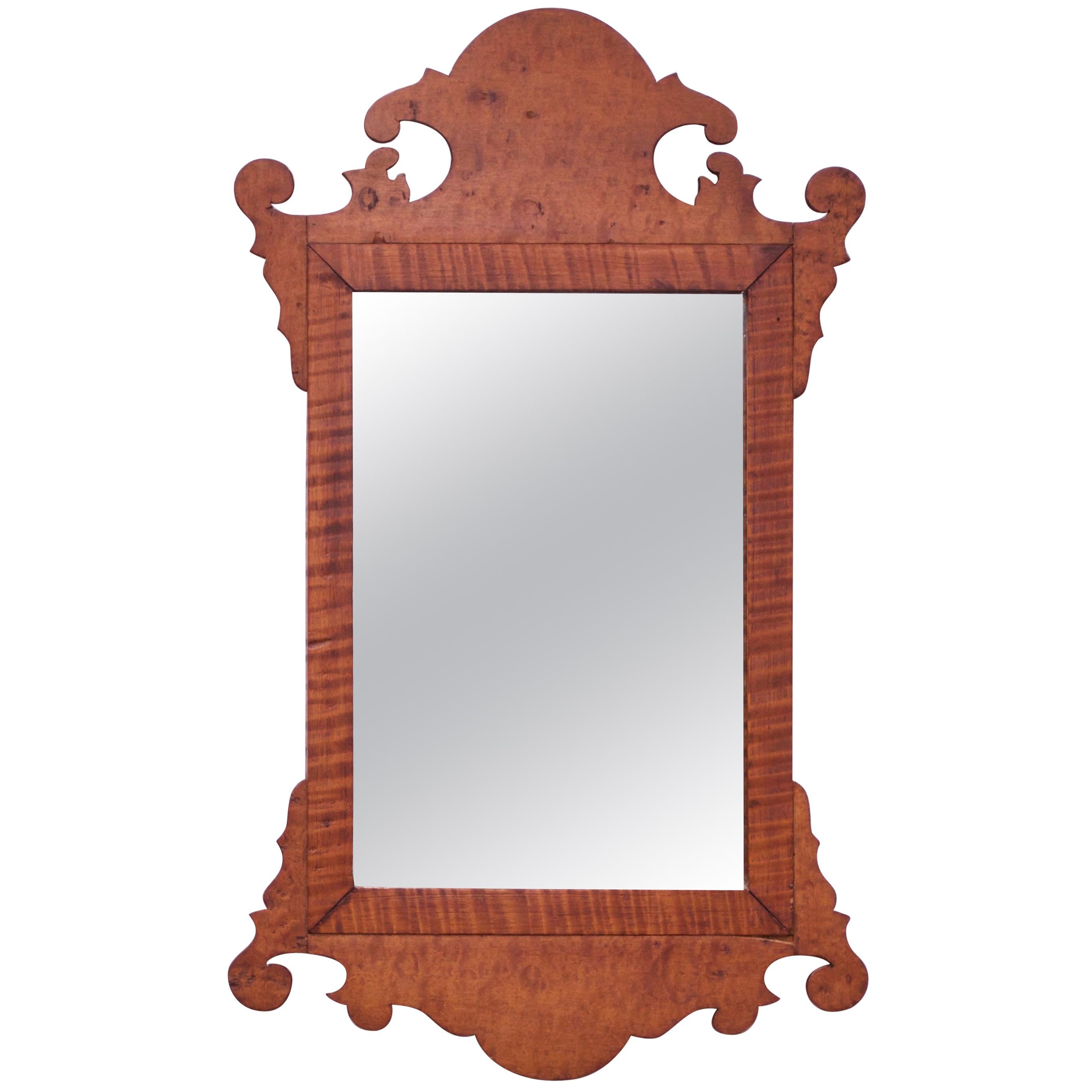 19th Century Chippendale Style Vanity / Shave Mirror in Burled-Walnut