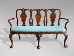 19th Century Chippendale Style Walnut 3 Seater Sofa
