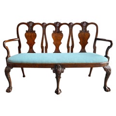 19th Century Chippendale Style Walnut 3 Seater Sofa