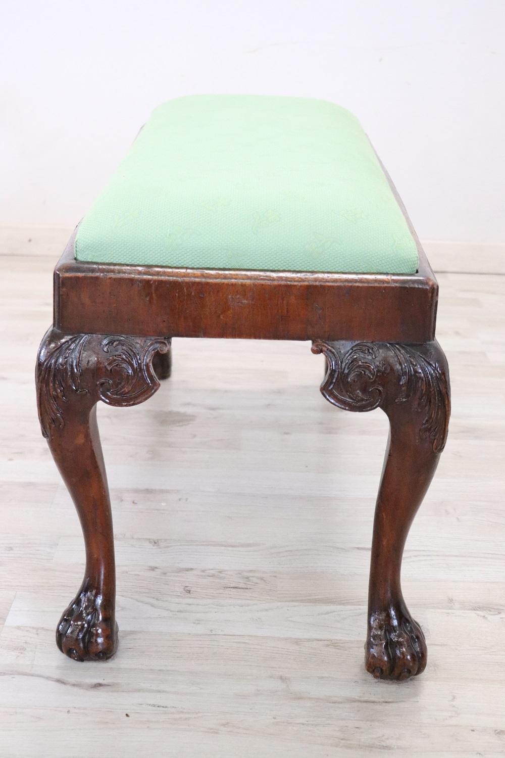 Late 19th Century 19th Century Chippendale Style Walnut Pouf or Small Bench
