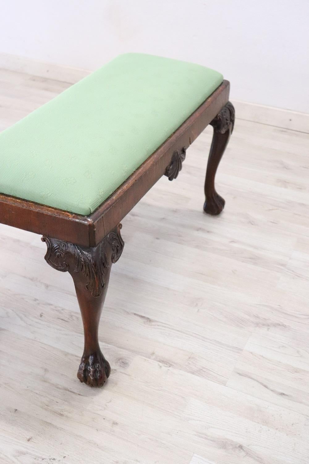 19th Century Chippendale Style Walnut Pouf or Small Bench 2