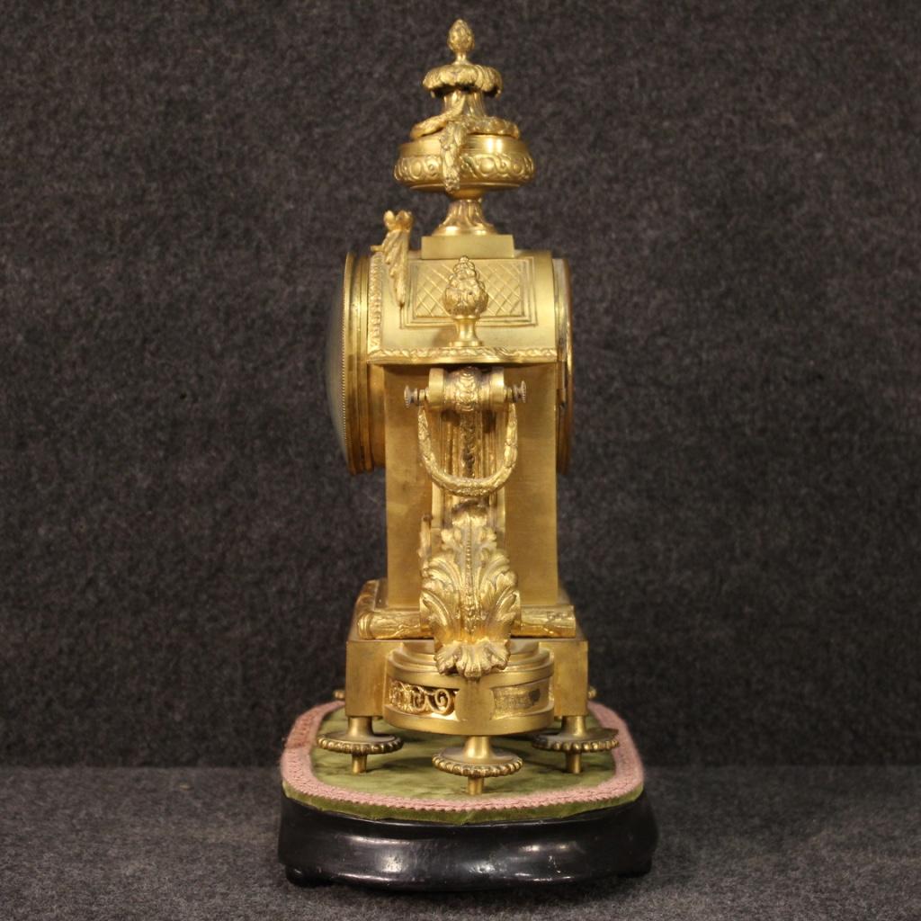 19th Century Chiseled Gilded Bronze Brass and Ceramic Italian Clock, 1870 5