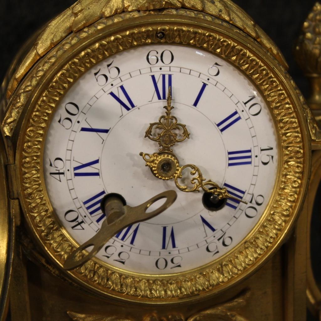 19th Century Chiseled Gilded Bronze Brass and Ceramic Italian Clock, 1870 6