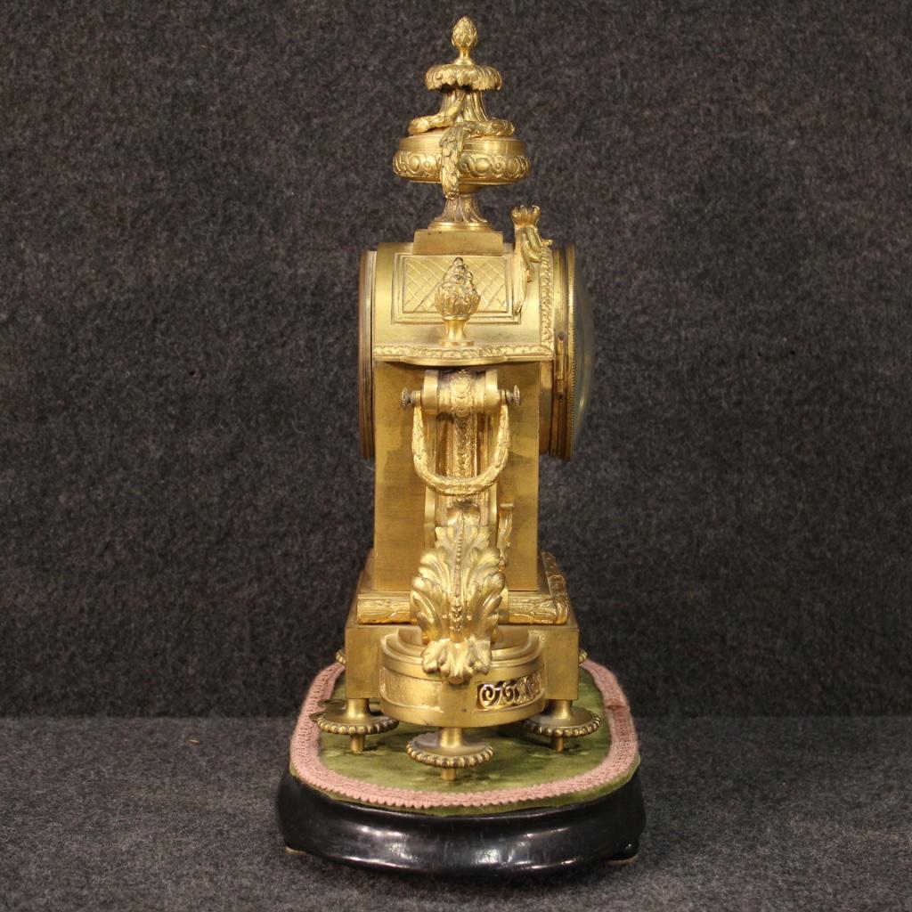 19th Century Chiseled Gilded Bronze Brass and Ceramic Italian Clock, 1870 3