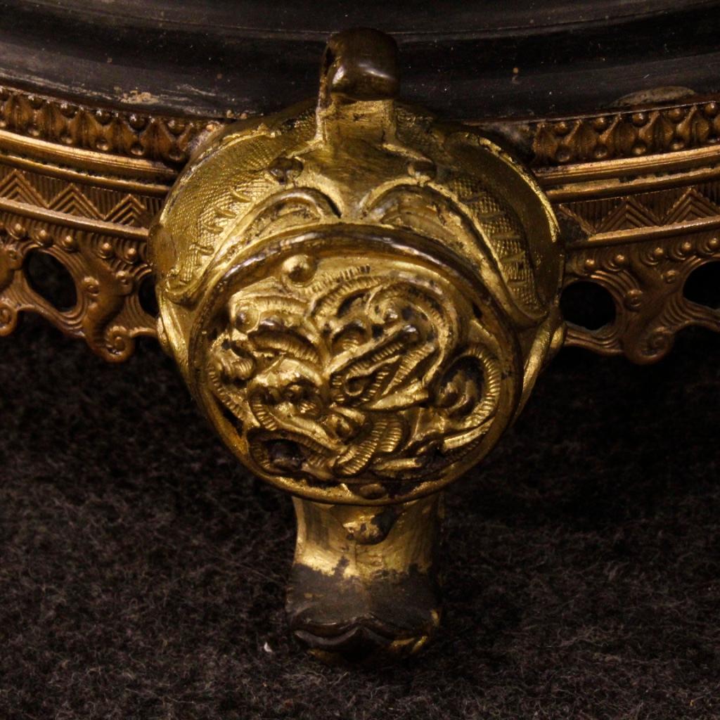 19th Century Chiseled and Painted Bronze, Brass, Scagliola French Vase, 1880 4