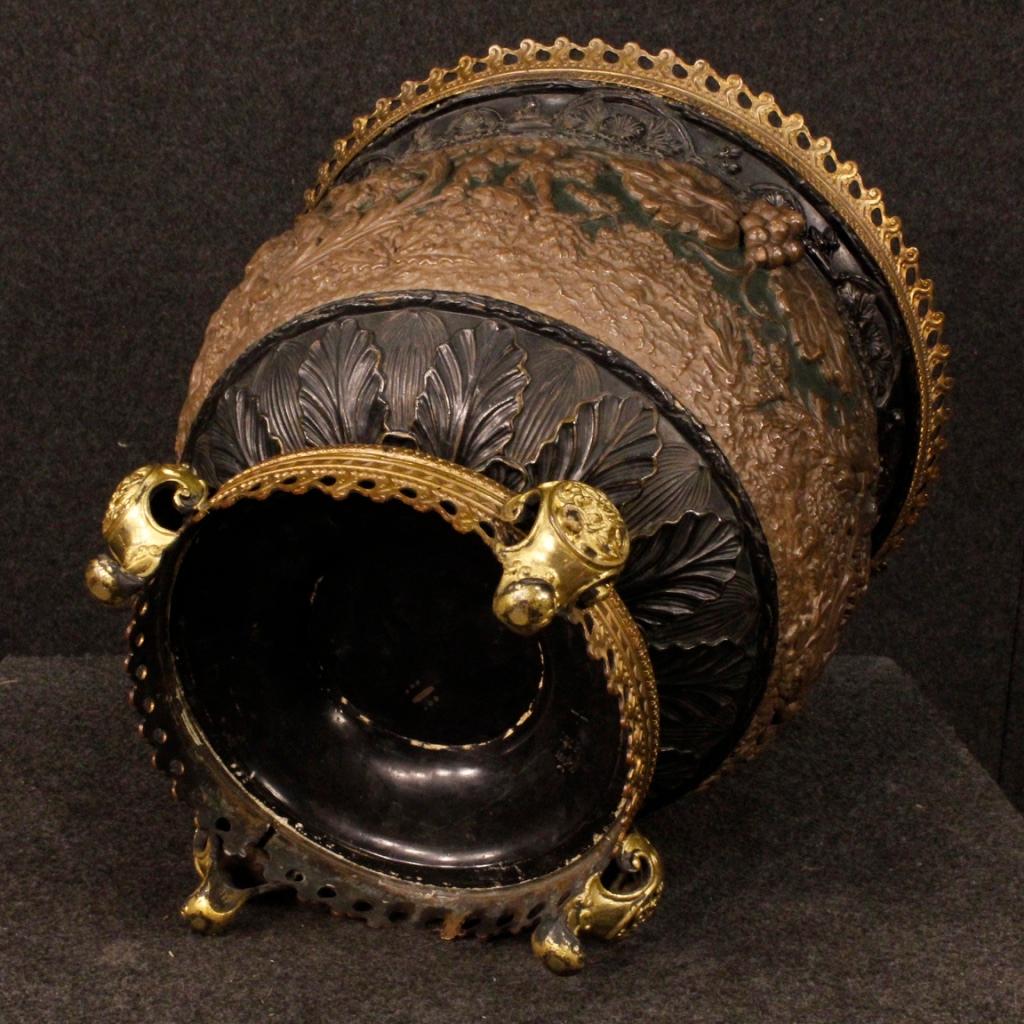 19th Century Chiseled and Painted Bronze, Brass, Scagliola French Vase, 1880 (Messing)