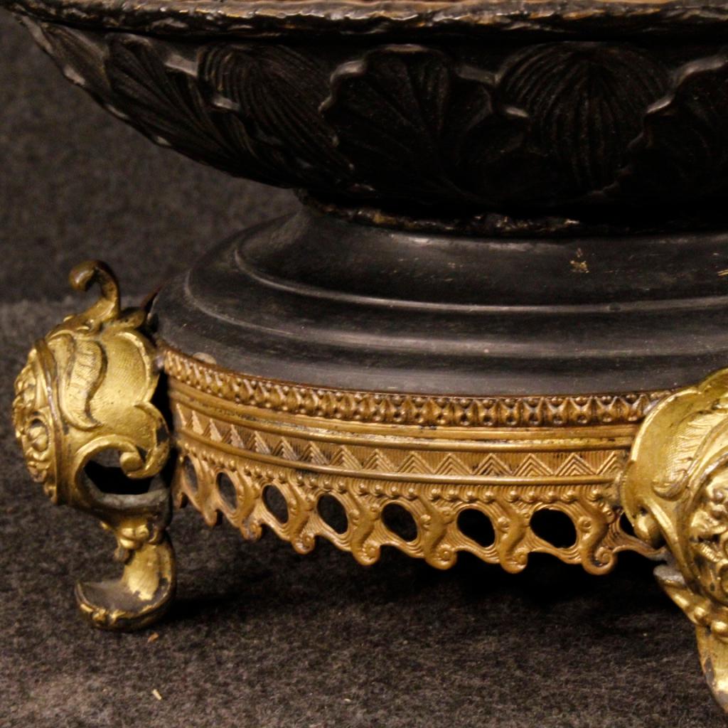 19th Century Chiseled and Painted Bronze, Brass, Scagliola French Vase, 1880 5