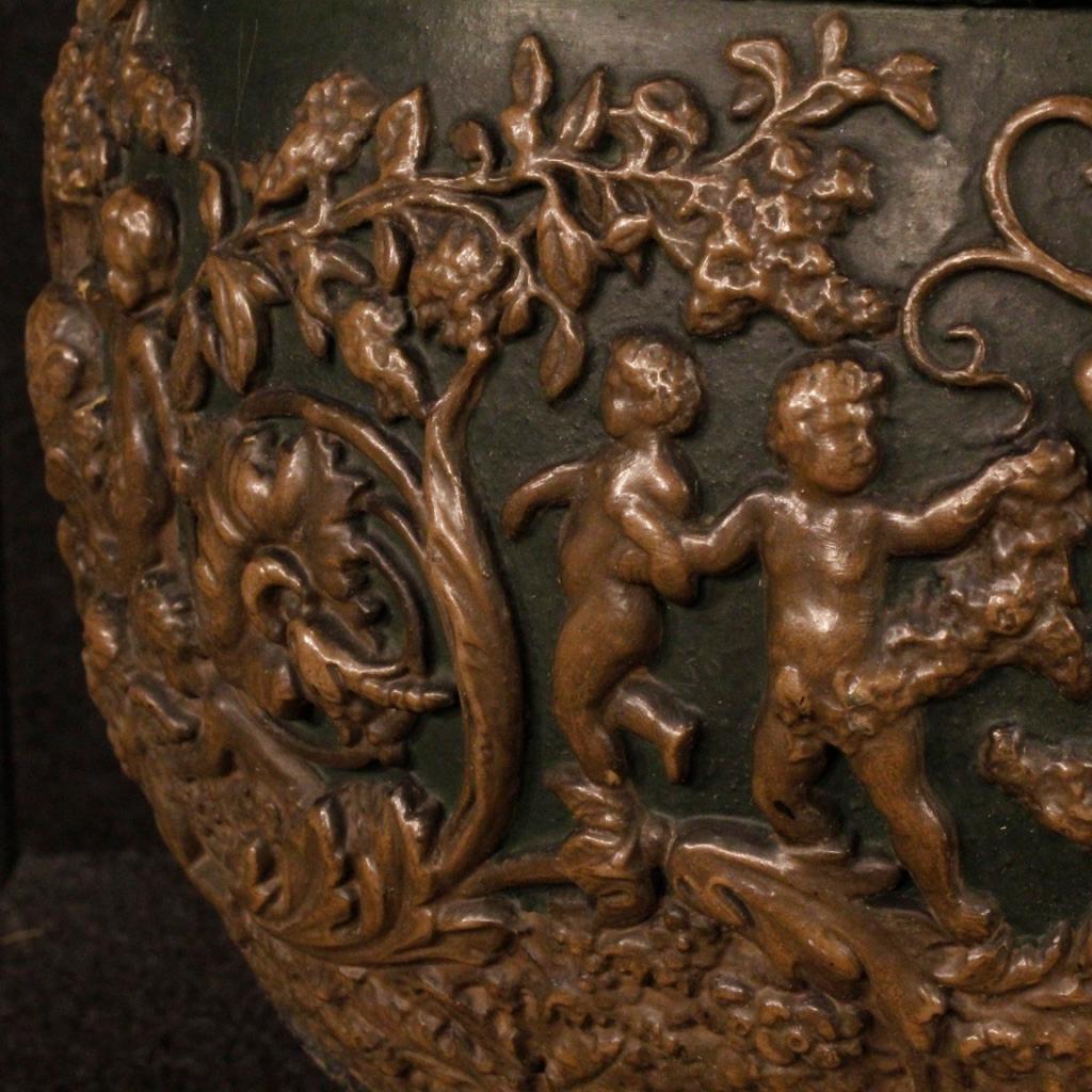 19th Century Chiseled and Painted Bronze, Brass, Scagliola French Vase, 1880 6