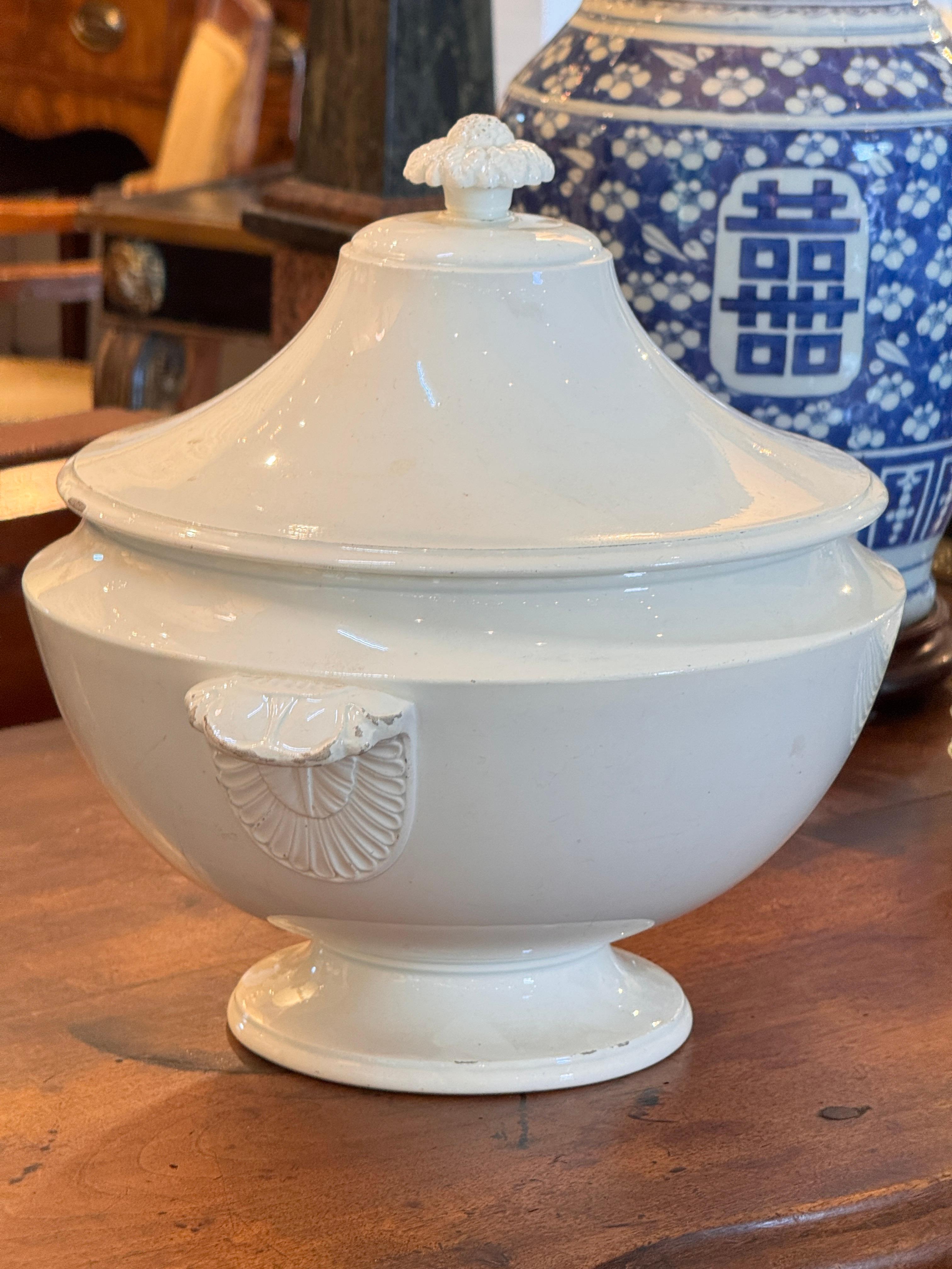 French 19th Century Choisy-Le-Roi Faience Tureen With Lid For Sale