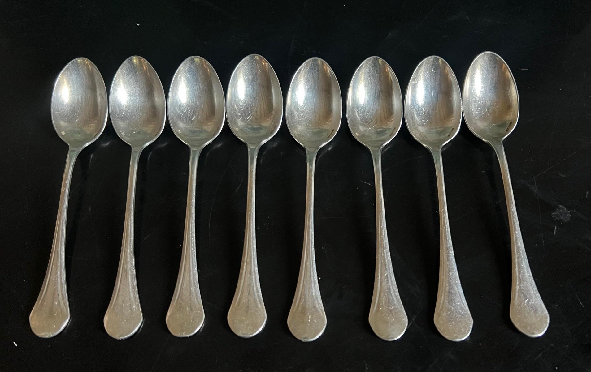 Placcato argento Cucchiaini da caffè Christofle del XIX secolo, set di 8 pezzi in vendita