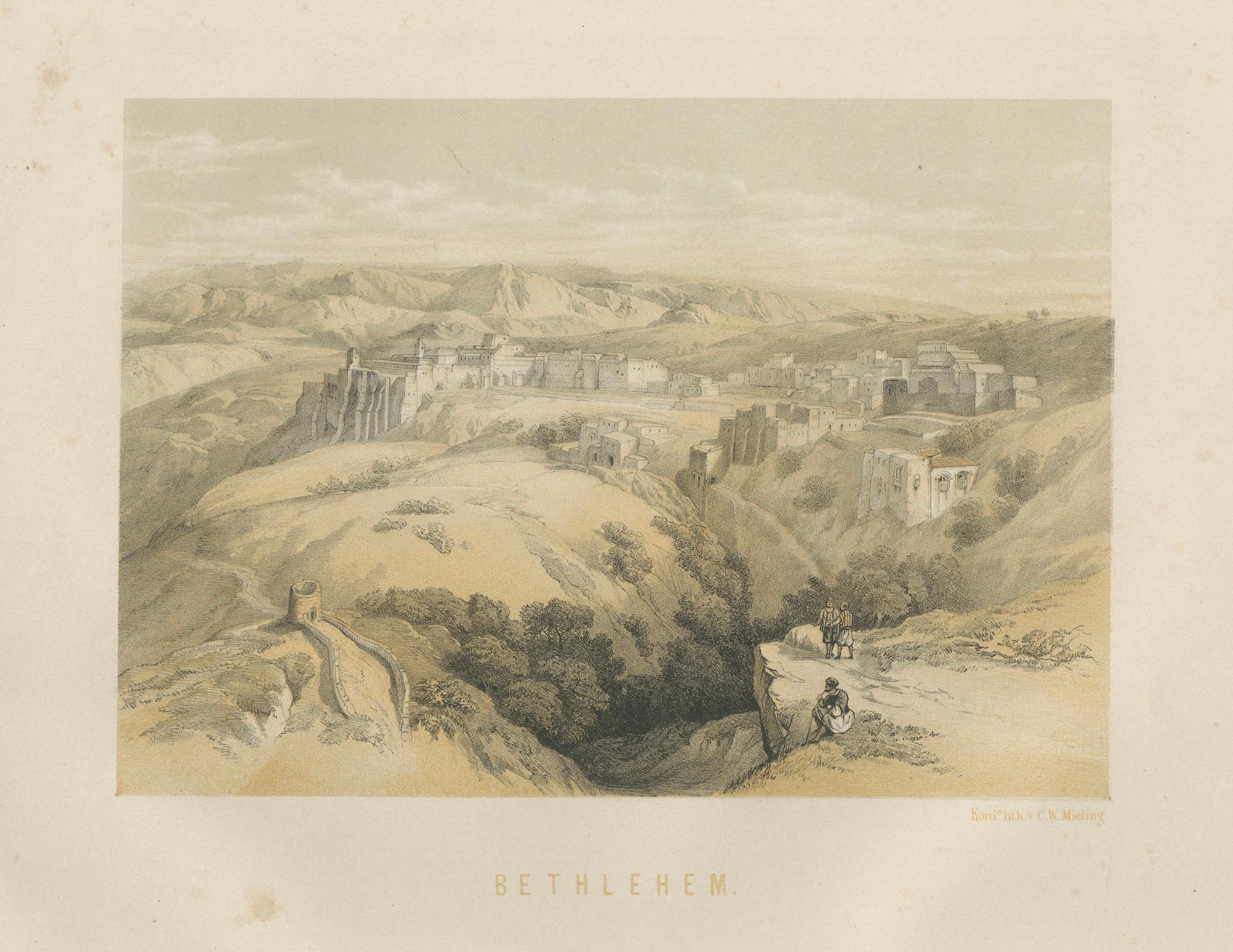 Paper 19th-Century Chromolithograph of Bethlehem – Biblical Landscape of 1862 For Sale