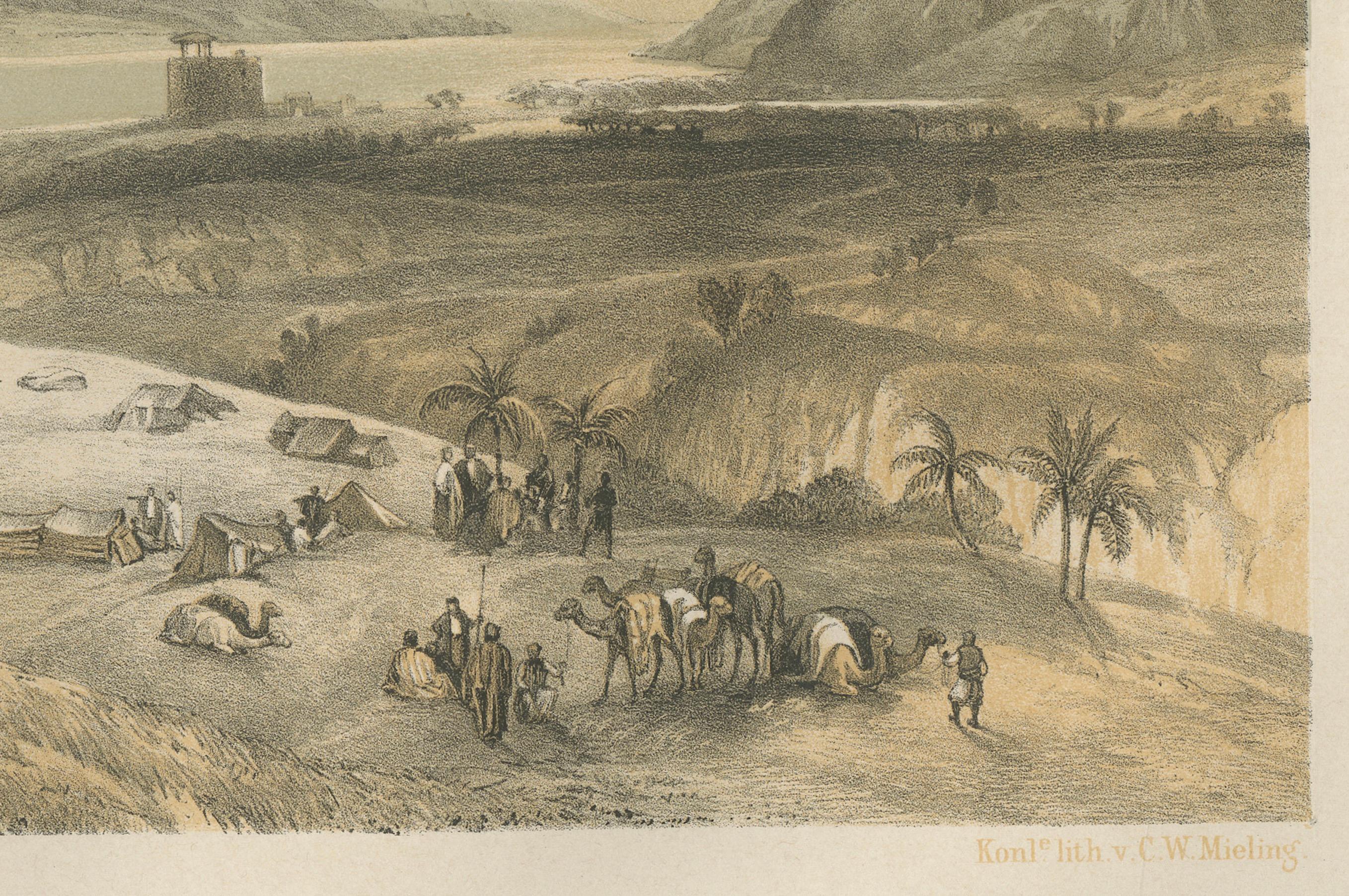 Milieu du XIXe siècle Chromolithographie du XIXe siècle représentant Jéricho - Paysage biblique d'après David The Robert en vente