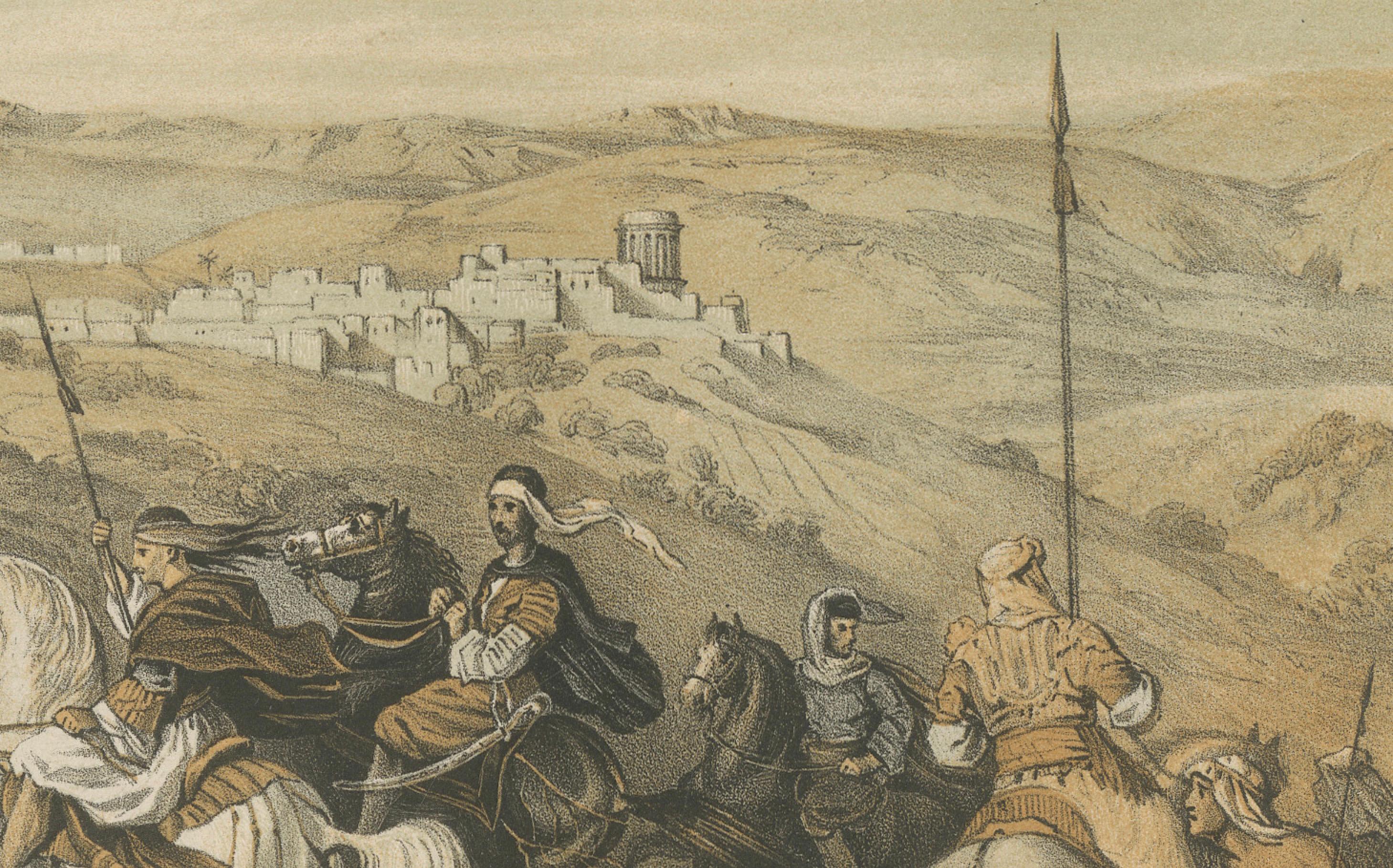 19th-Century Chromolithograph of Samaria, Israël – Historical Biblical Scene In Good Condition For Sale In Langweer, NL