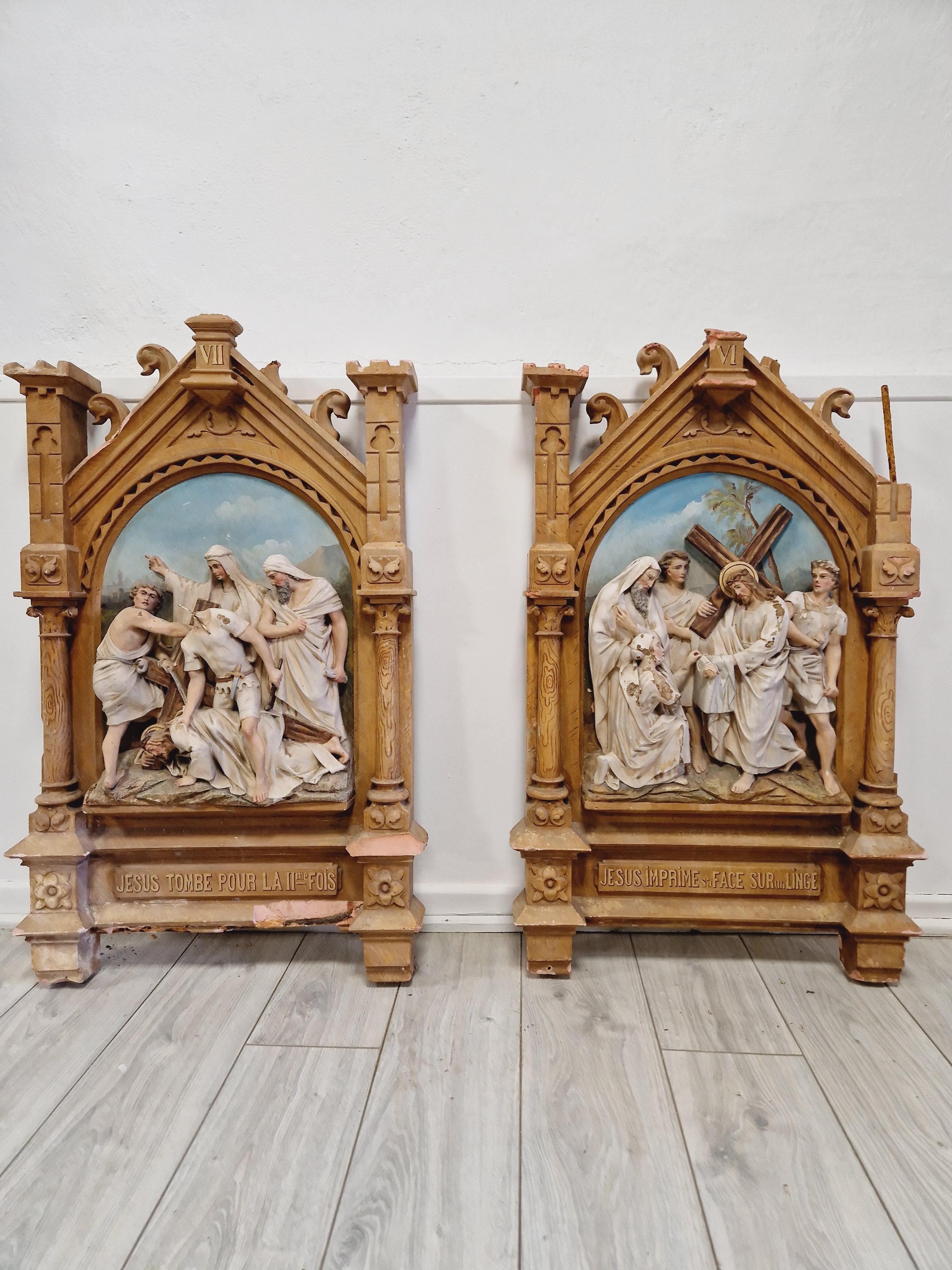 19th Century Church Sculptures Stations of the cross x 10 For Sale 4