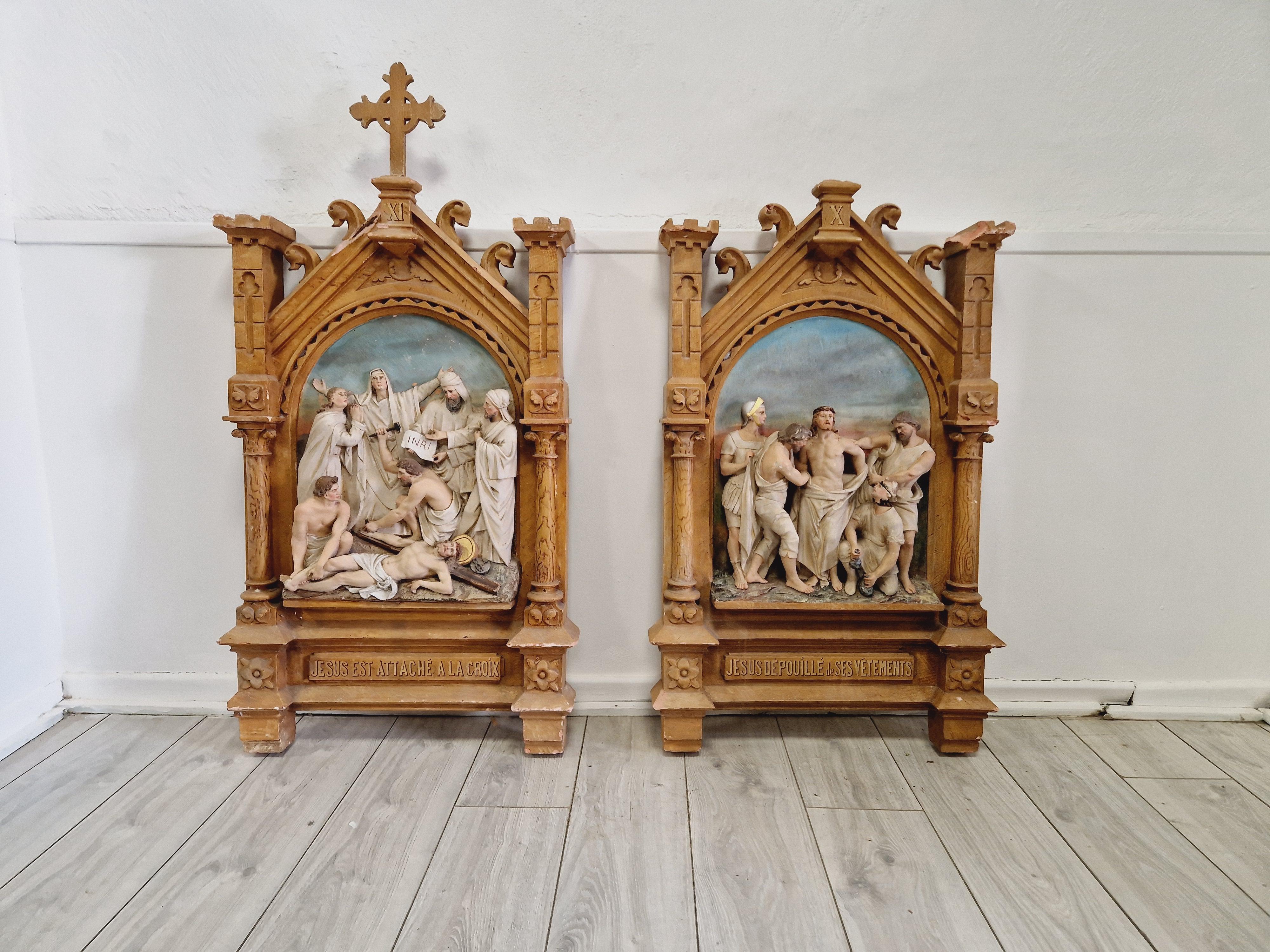 19th Century Church Sculptures Stations of the cross x 10 For Sale 11