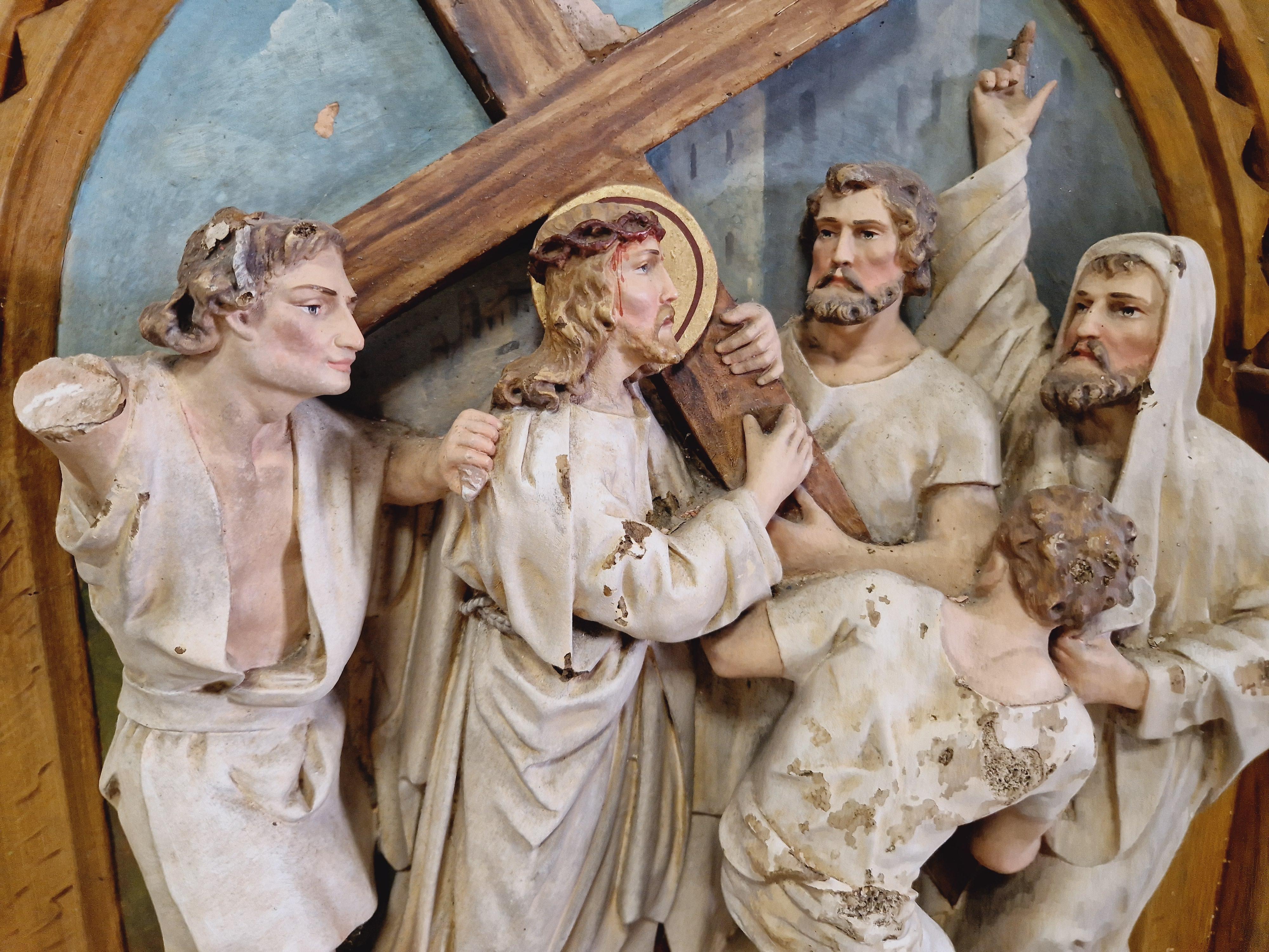 French 19th Century Church Sculptures Stations of the cross x 10 For Sale