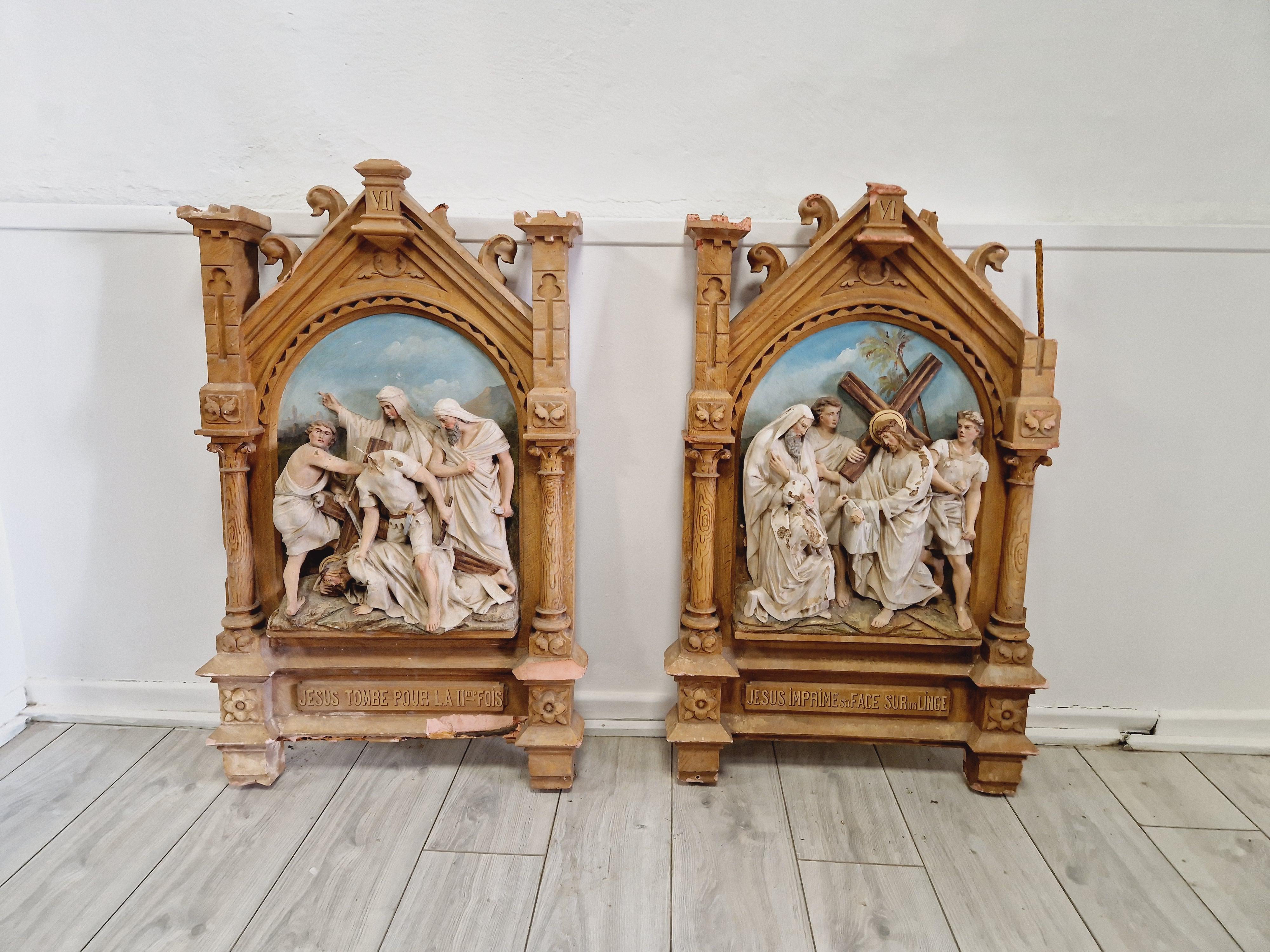 Terracotta 19th Century Church Sculptures Stations of the cross x 10 For Sale