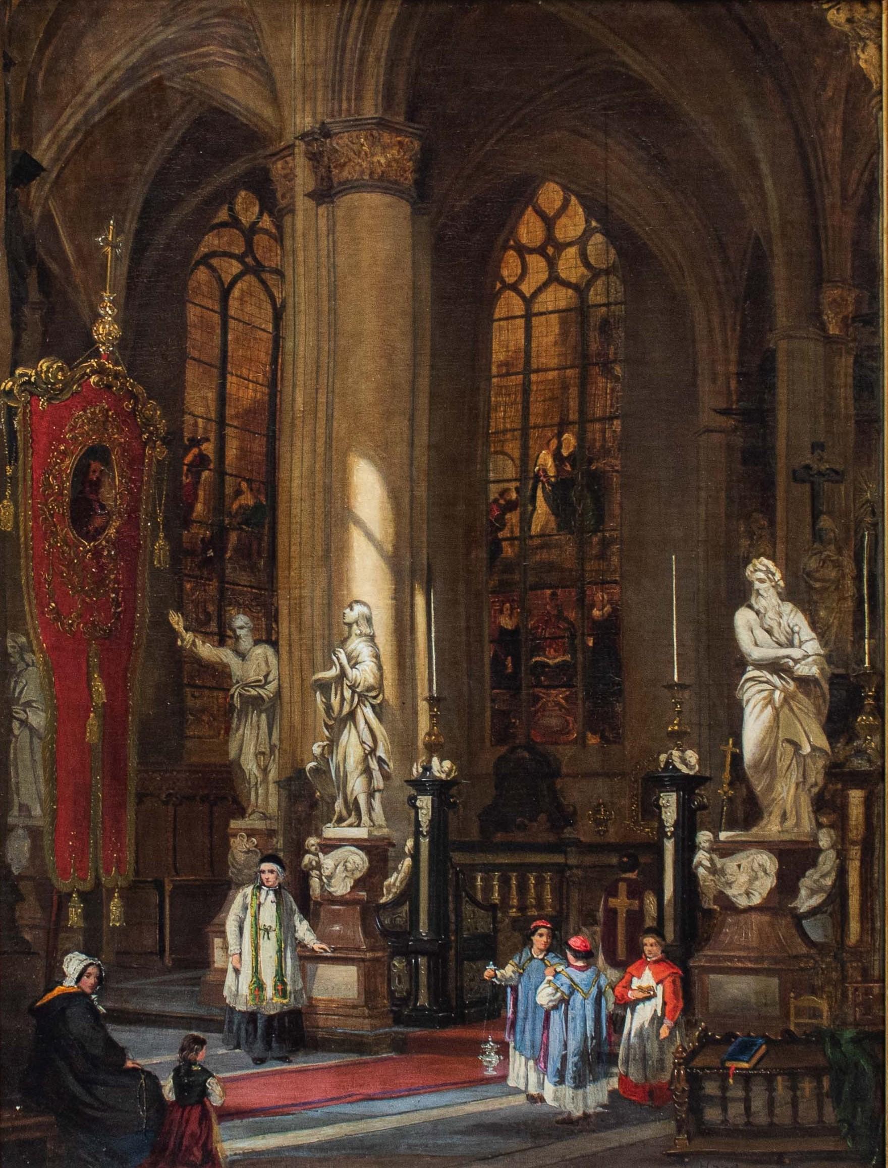 19th century, Carl Haag (1820 -1915)
Church interior
Oil on canvas, 68.7 x 50 cm - with frame 90, 2 x 71.3 cm
Signed lower right “C. Haag 