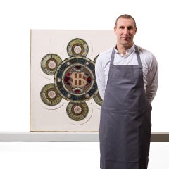 19th Century Church Rose Window With IHS Christogram
