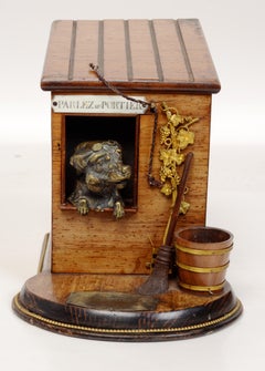 19th Century Cigar Box With a Terrier in a Dog House, French, c1880