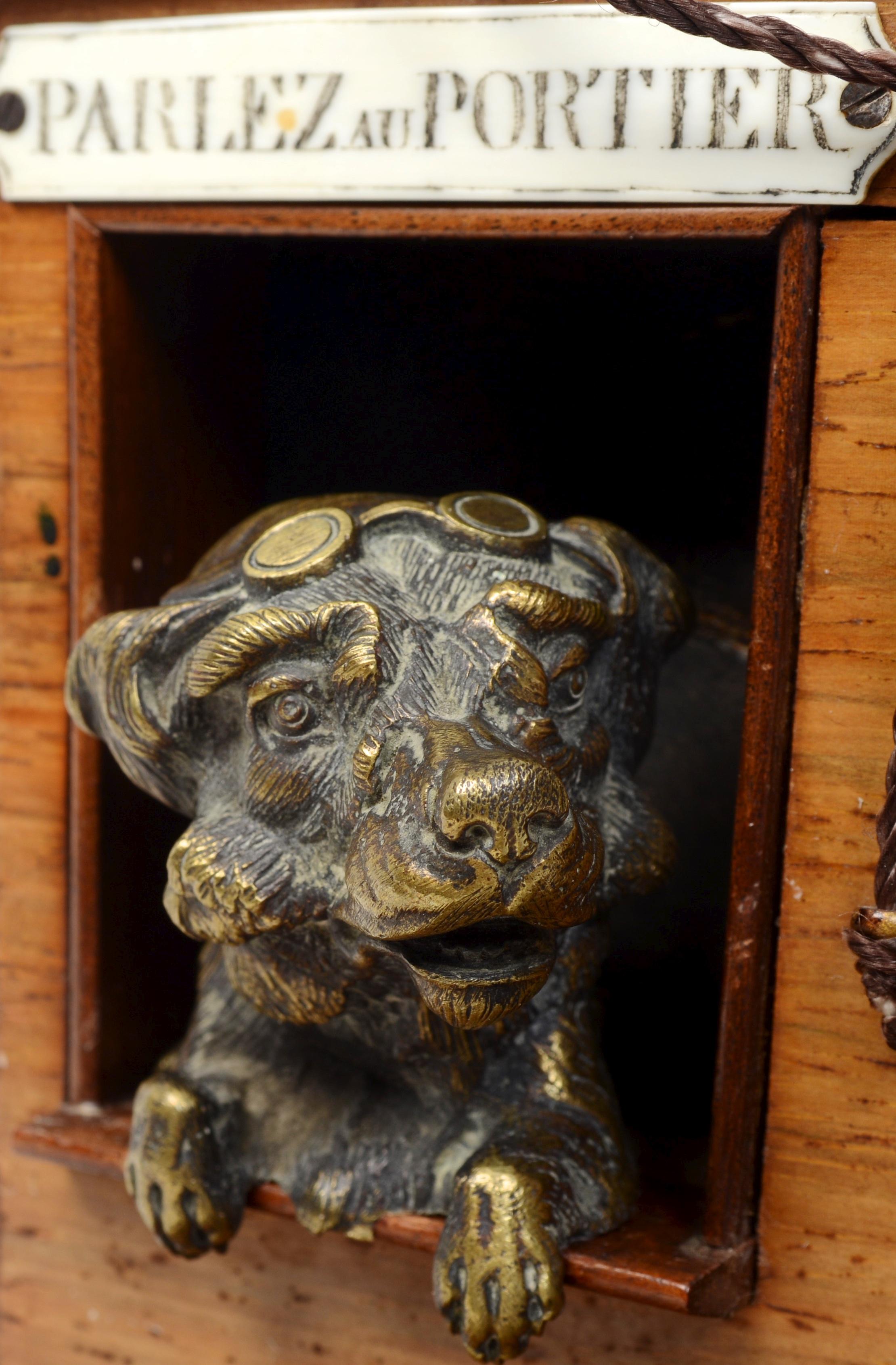 Cast 19th Century Cigar Box With a Terrier in a Dog House, French, c1880 For Sale
