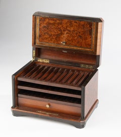 19th Century Cigar Cabinet - Napoleon III - Burl Wood - Marquetry Inlay