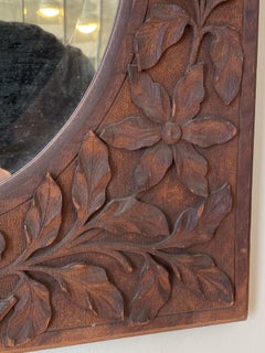 19th Century Cincinnati Art Carved Oak Mirror dated 1899 with the initials KS