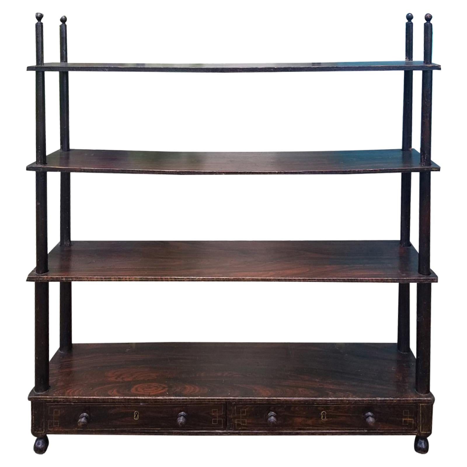 19th Century circa 1820 English Regency Faux Bois Wall Hanging Shelf at  1stDibs