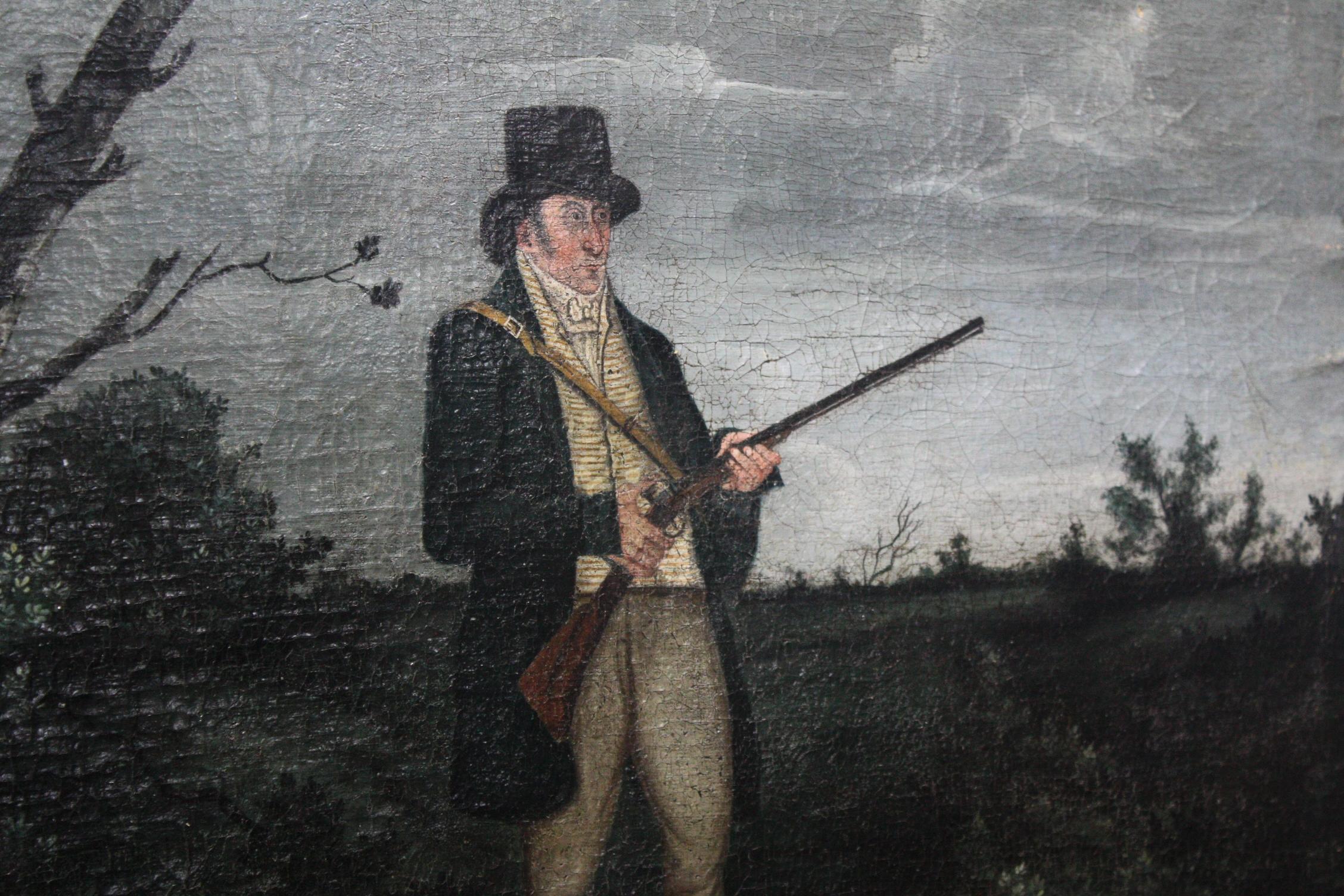 19th Century circa 1820 Oil on Canvas Georgian Hunter and Pointer Gun Dog 3