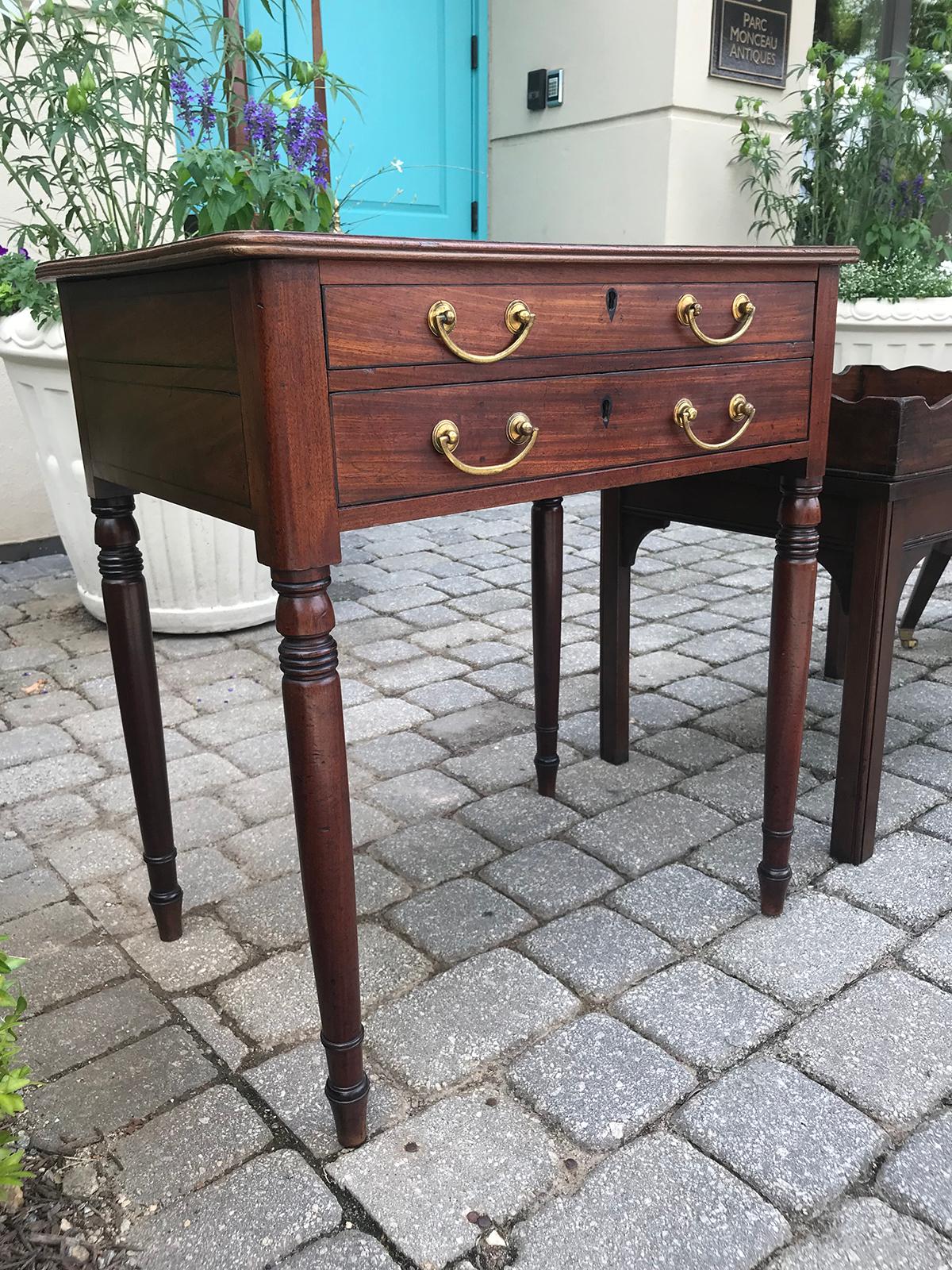 19th Century/circa 1830s Small Regency Mahogany Writing Table with Two-Drawers 11