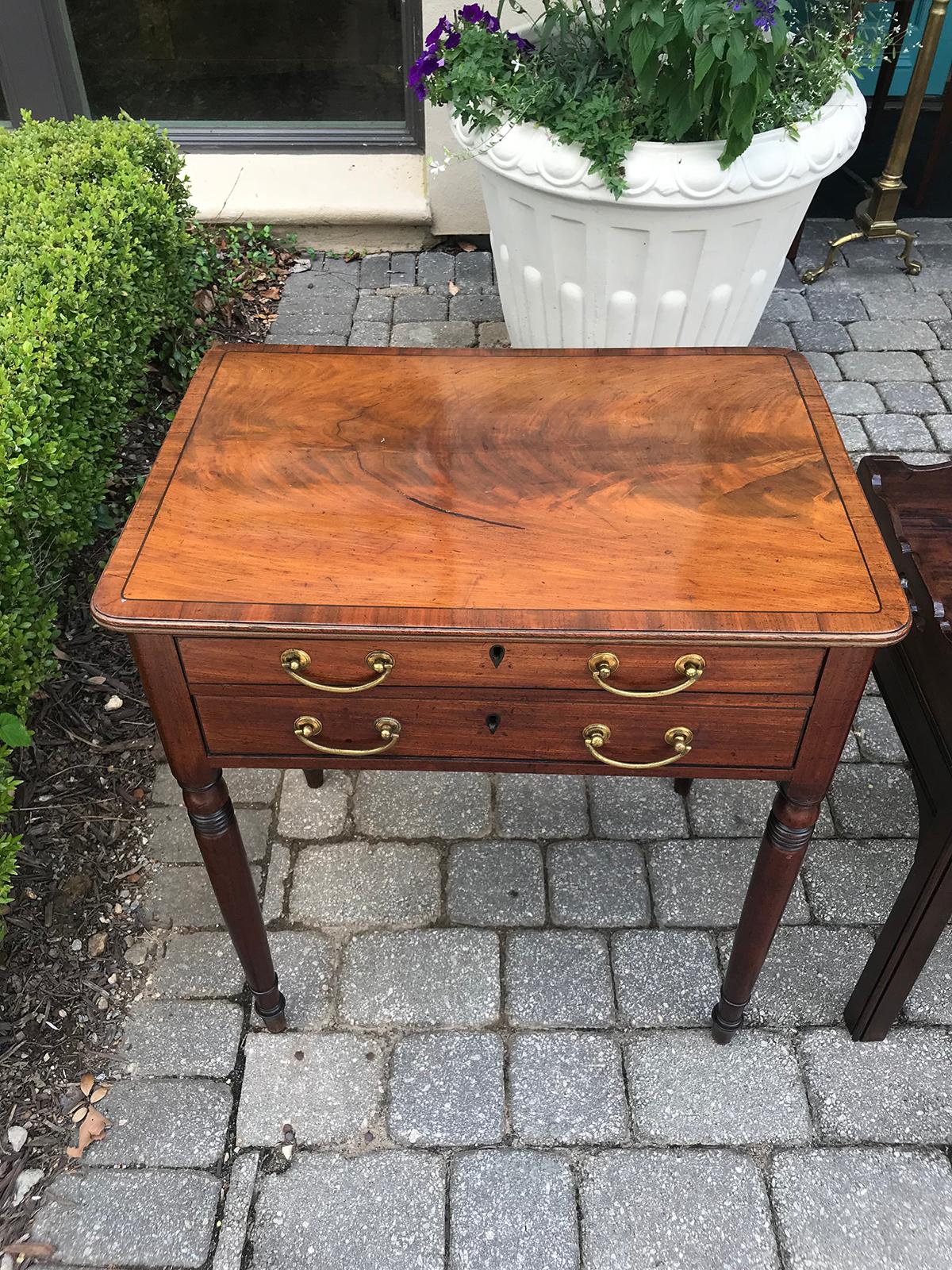 19th Century/circa 1830s Small Regency Mahogany Writing Table with Two-Drawers 4
