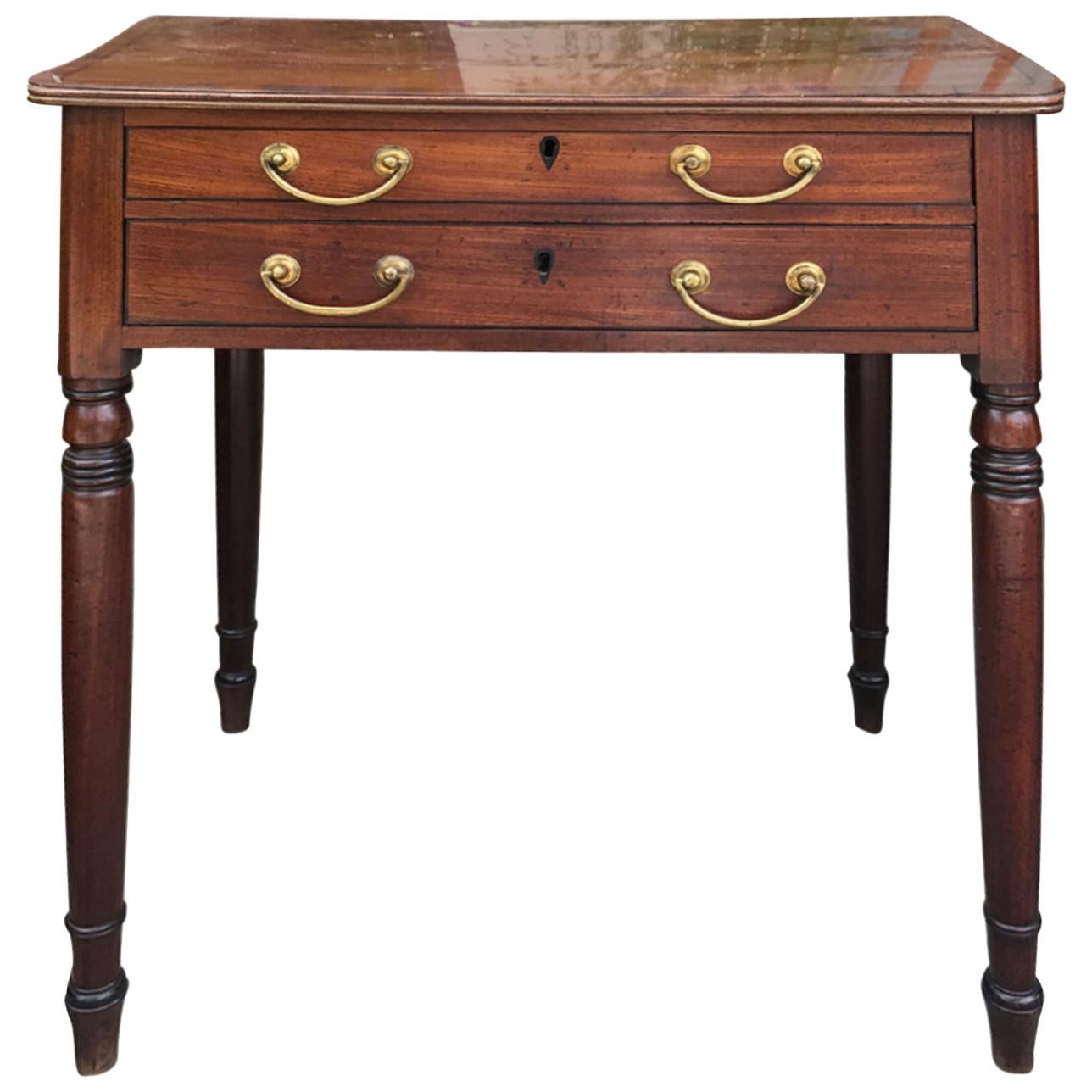19th Century/circa 1830s Small Regency Mahogany Writing Table with Two-Drawers