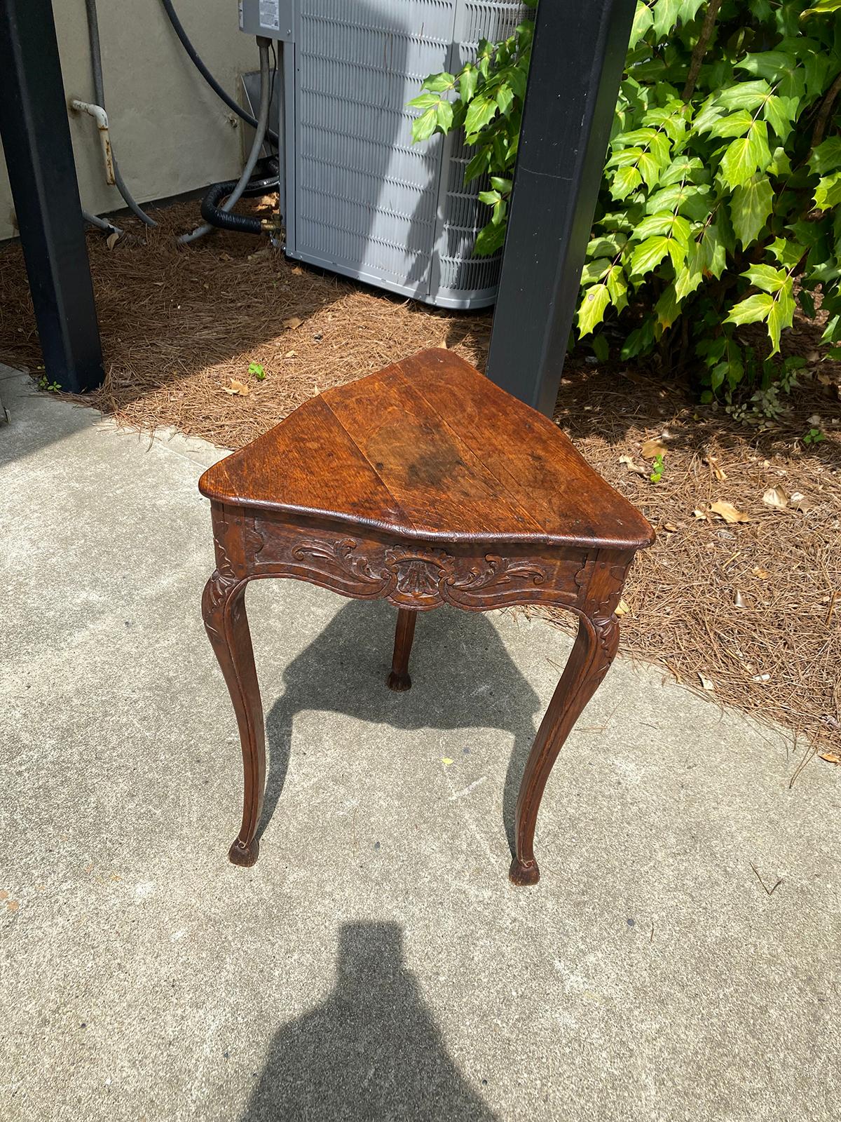 Hand-Carved 19th Century Circa 1840 French Provincial Triangle Drinks Table