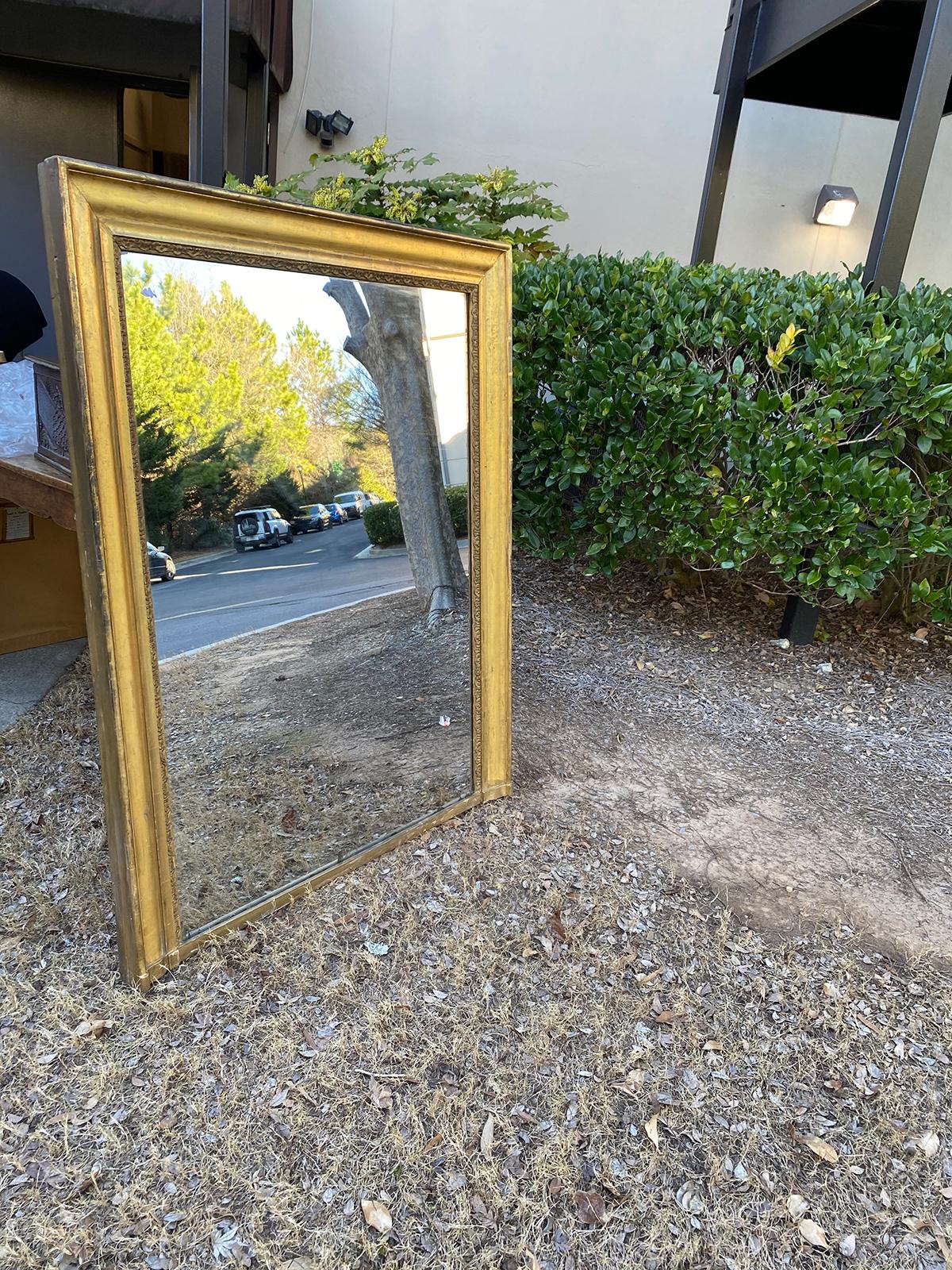 19th Century circa 1850 French Rouen Giltwood Mirror by Chavoutier, Old Label For Sale 3