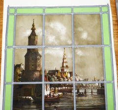 19th Century circa 1860 French Stained Glass Lead Lined Window Hand Made