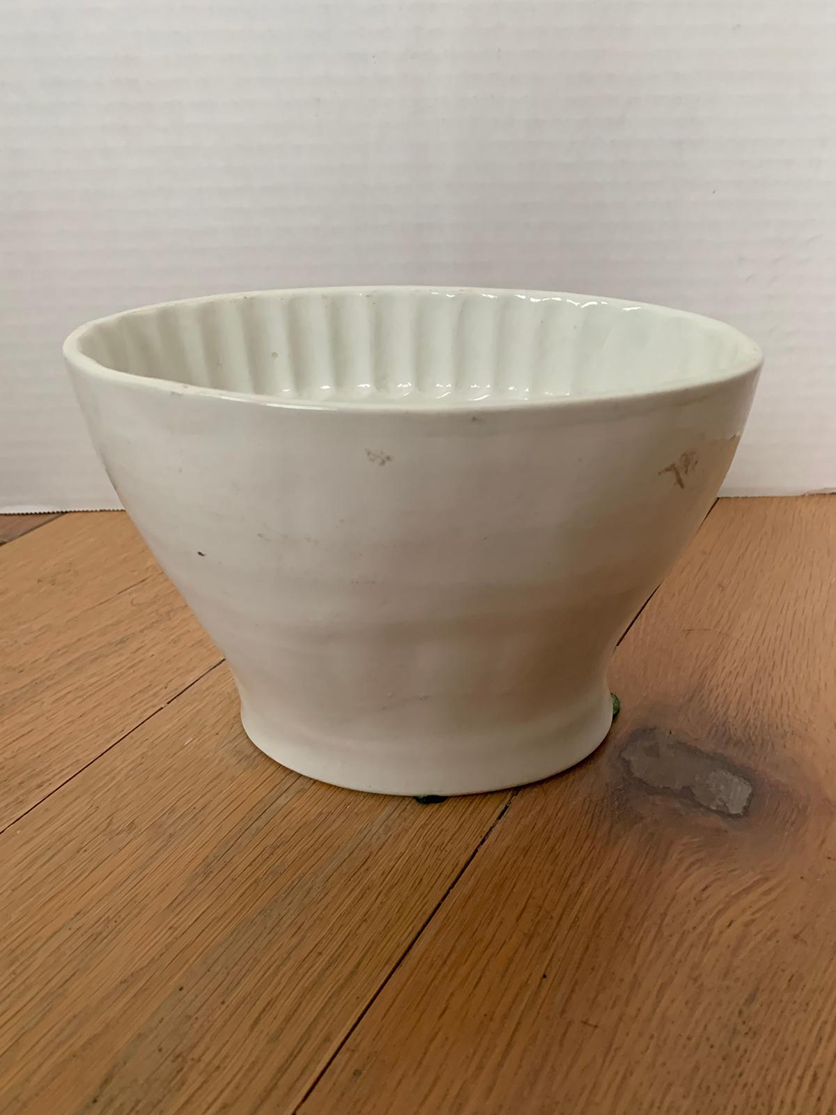 19th century circa 1860 white ironstone pudding / jelly mold, unmarked.