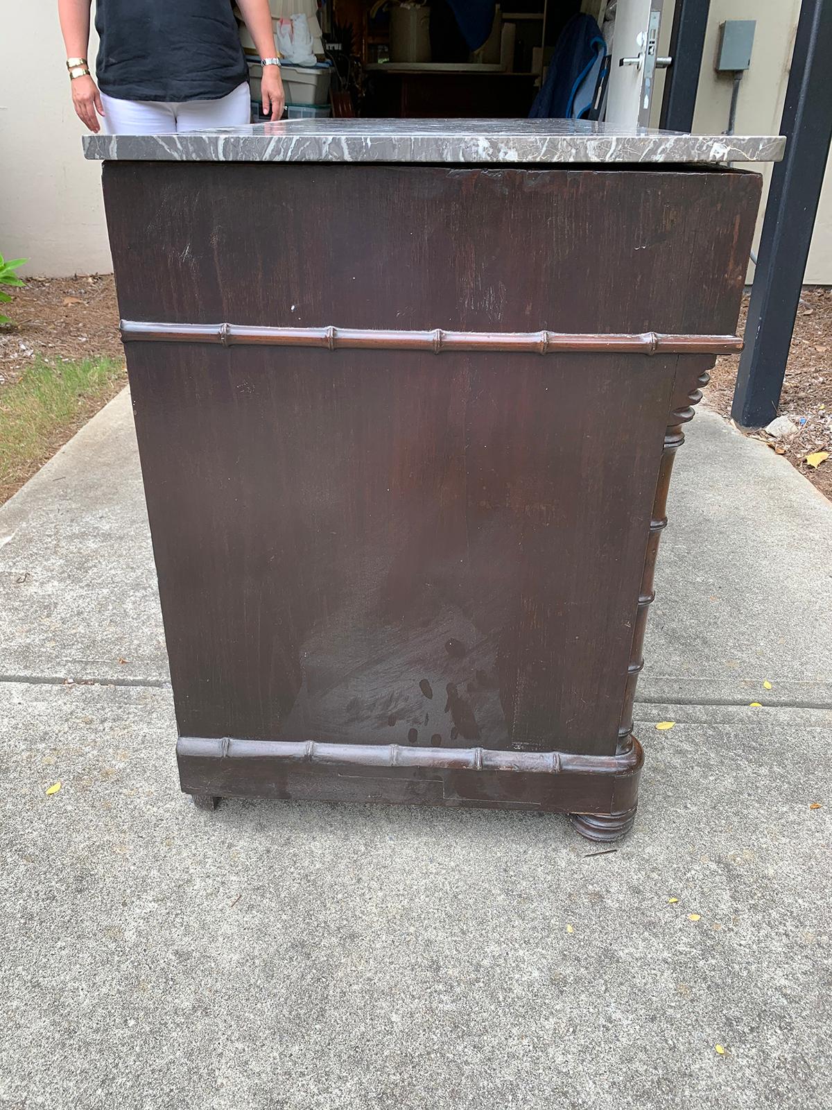 19th Century circa 1880 French Faux Bois Bamboo Marble Top Cabinet For Sale 11