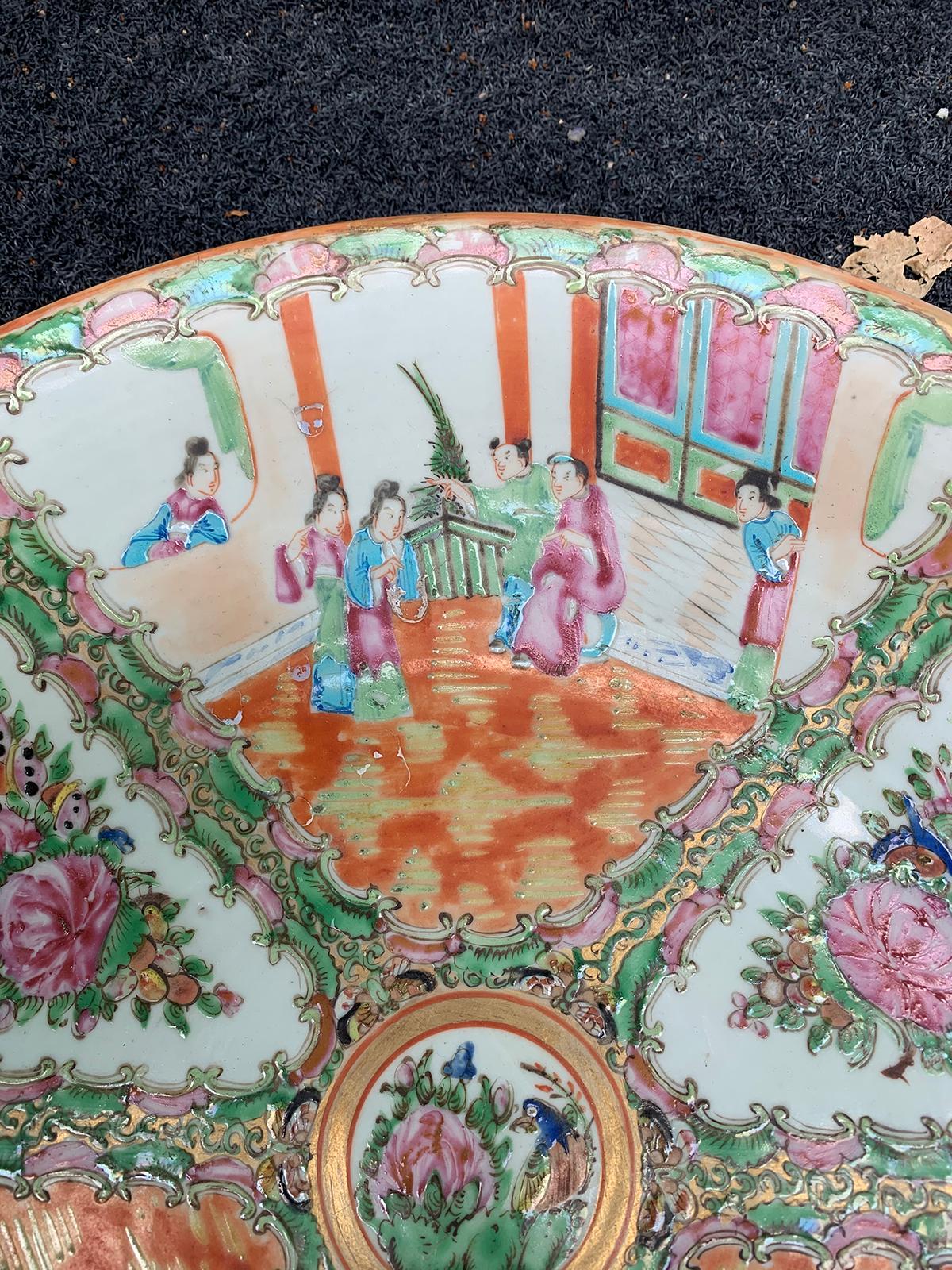 19th Century circa 1890 Chinese Export Rose Medallion Porcelain Charger, Marked For Sale 3