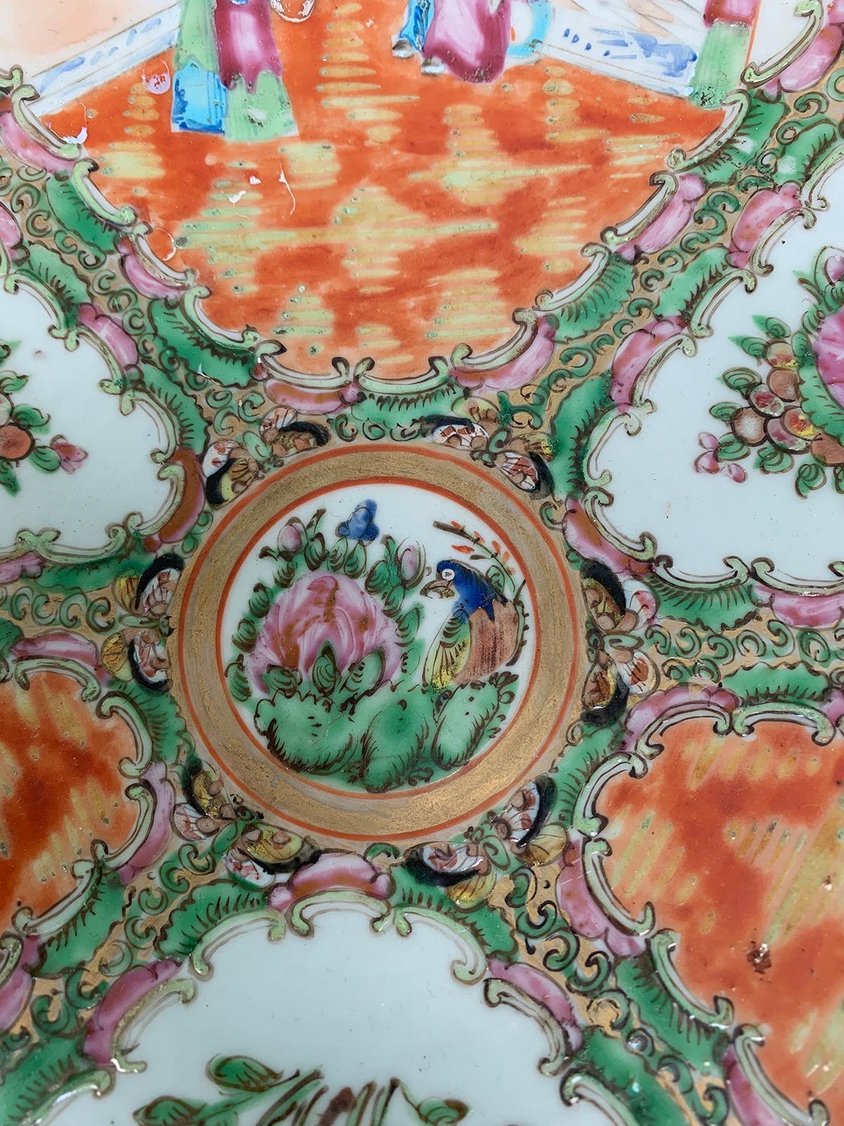 19th Century circa 1890 Chinese Export Rose Medallion Porcelain Charger, Marked For Sale 5