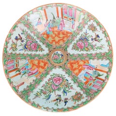 19th Century circa 1890 Chinese Export Rose Medallion Porcelain Charger, Marked