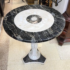 19th Century Circular Italian Neoclassical Marble Pedestal Center Table