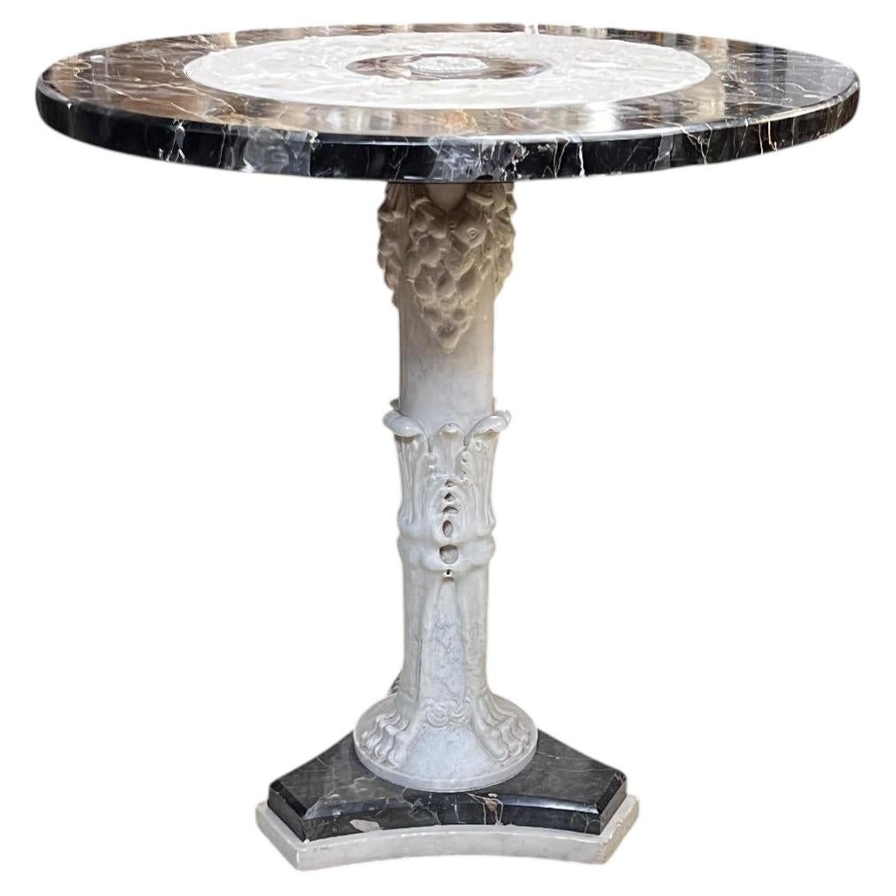 19th Century Circular Italian Neoclassical Marble Pedestal Center Table