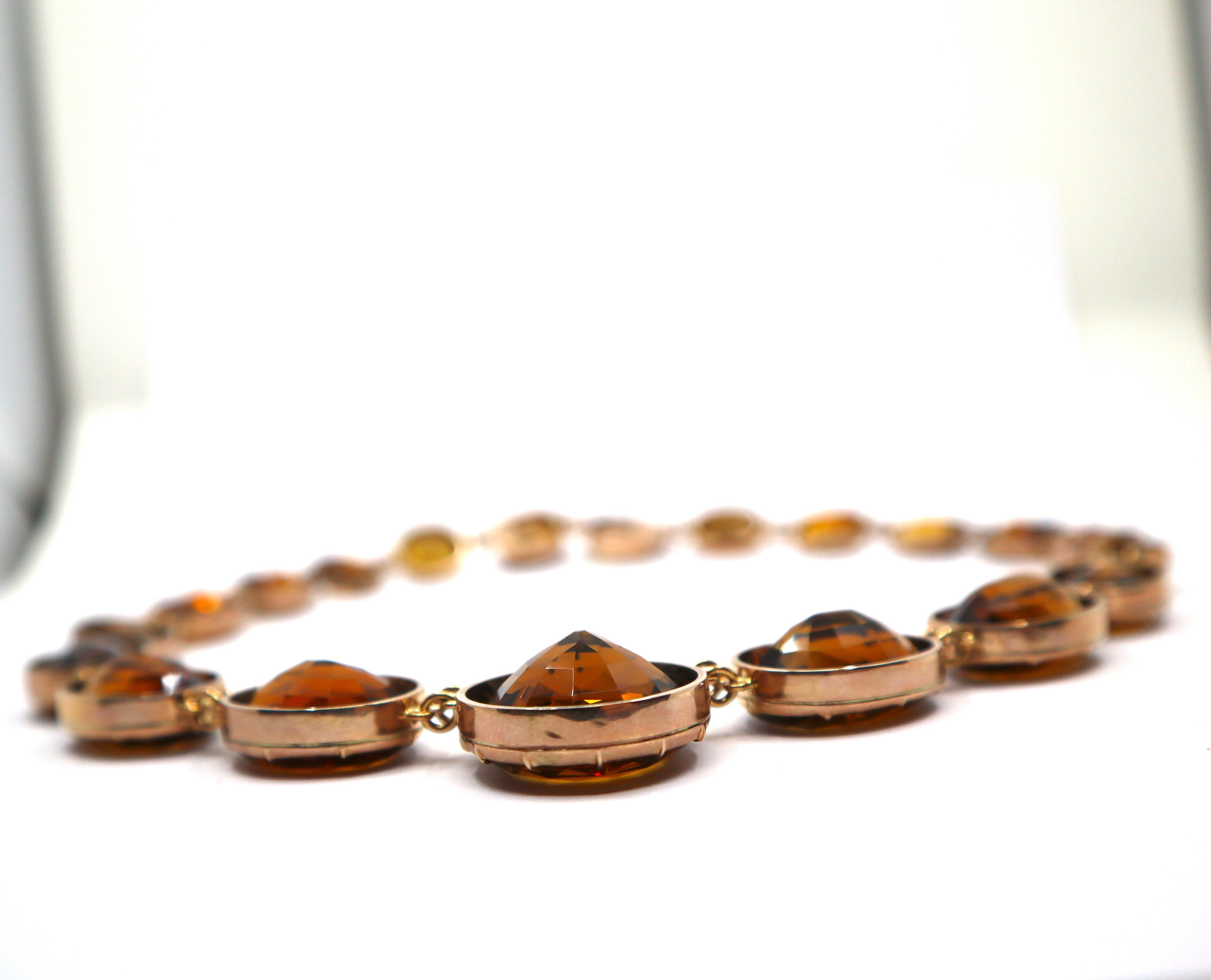 19th Century Citrines (Approx. 300 Carats), Gold and Silver Necklace In Excellent Condition For Sale In Monte Carlo, MC