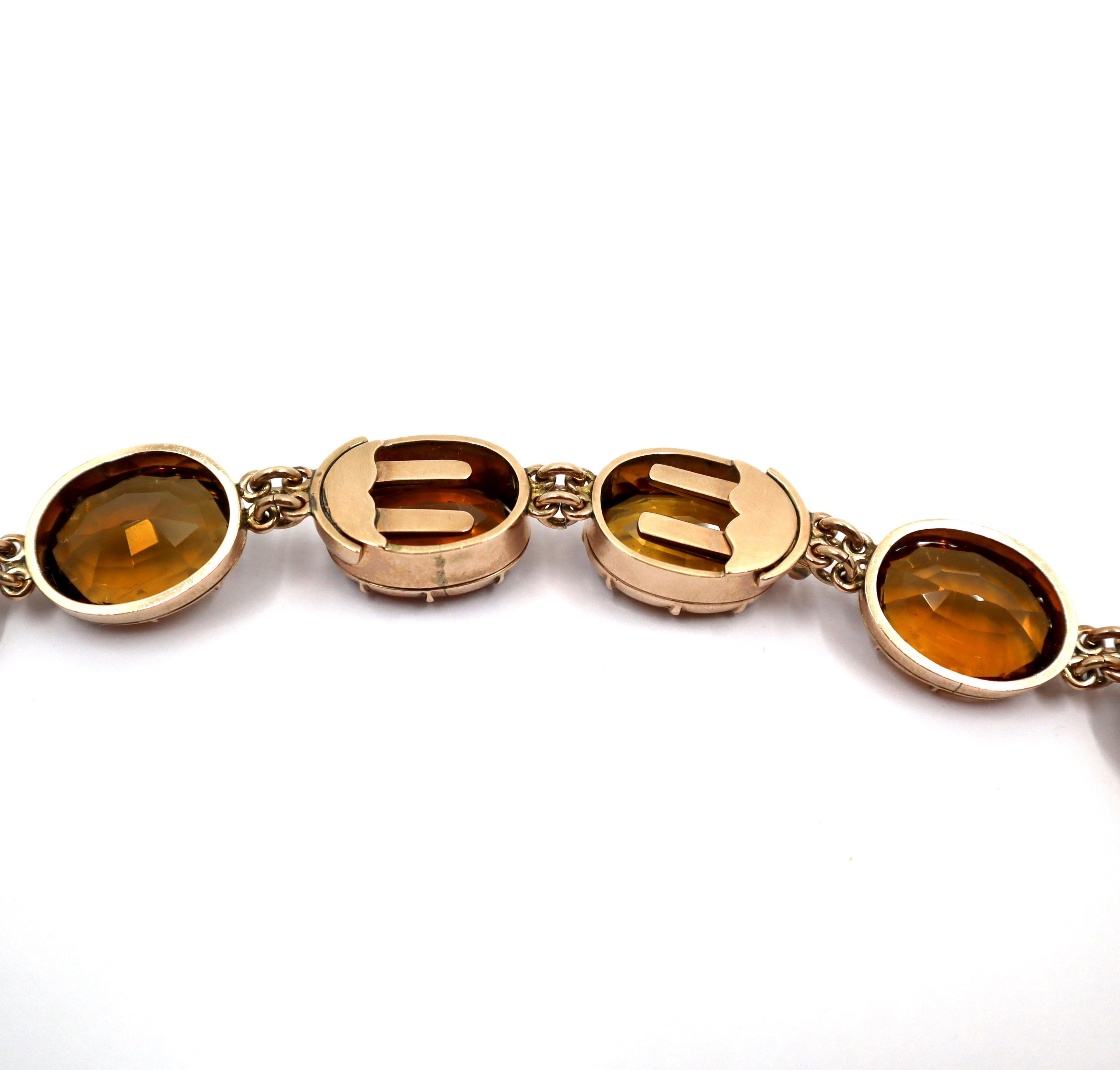 Zitrinen aus dem 19. Jahrhundert ( ca. 300 Karat), Gold- und Silber-Halskette Damen im Angebot