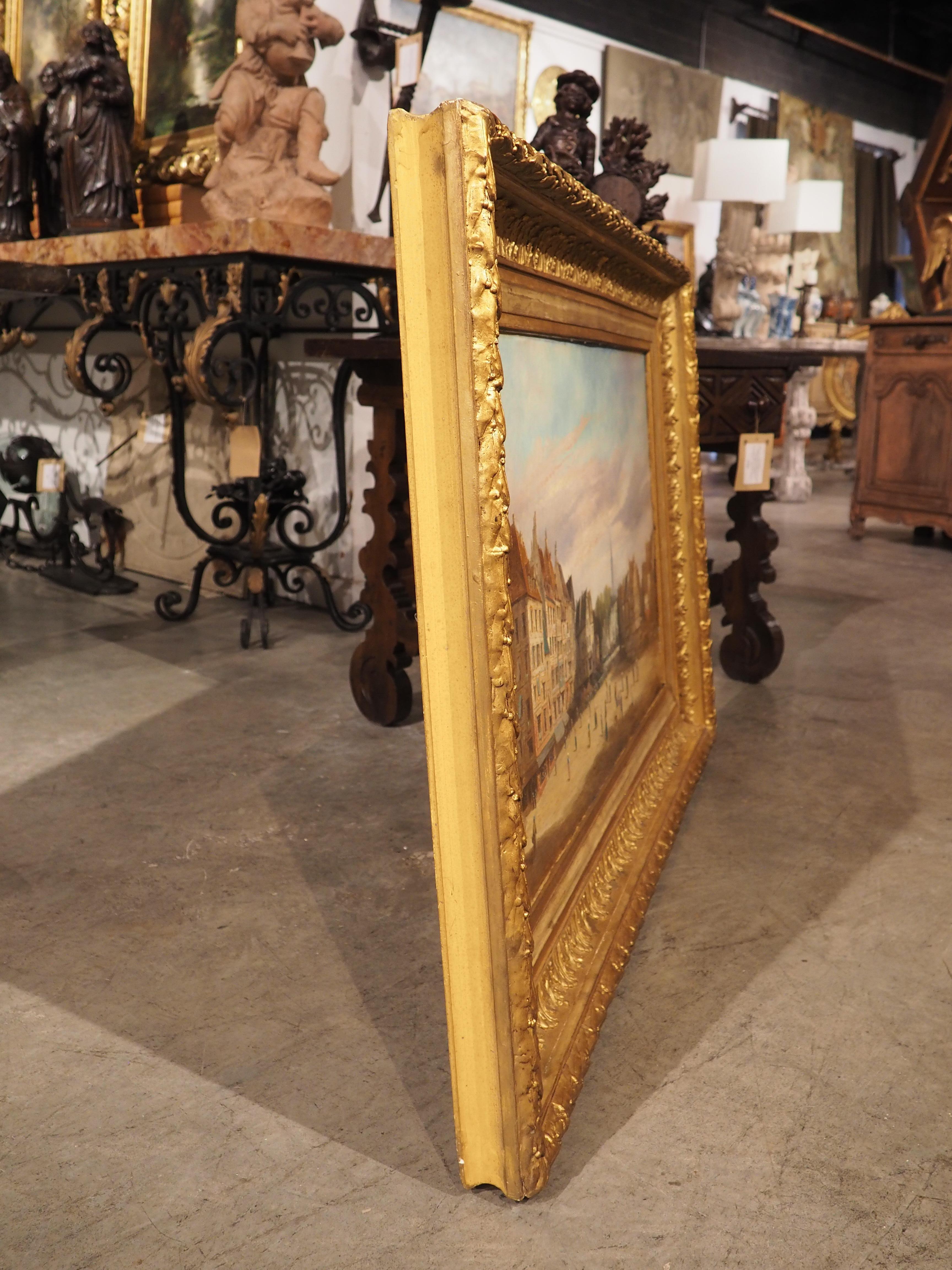 19th Century Cityscape Oil Painting in Giltwood Frame, Signed St. Aubin For Sale 13