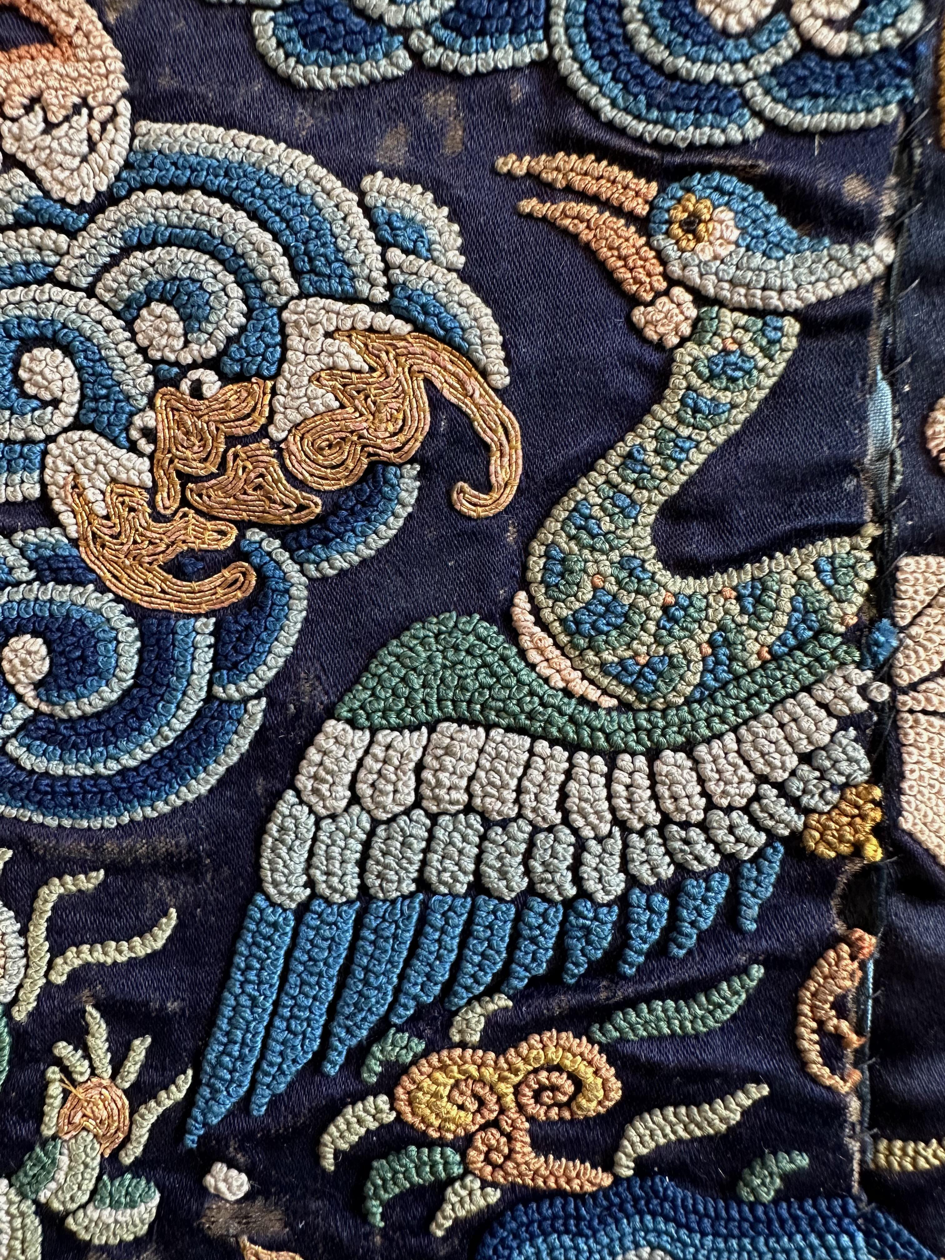Chinese 19th Century Civil Rank Badge with Peacock and Pheasant For Sale