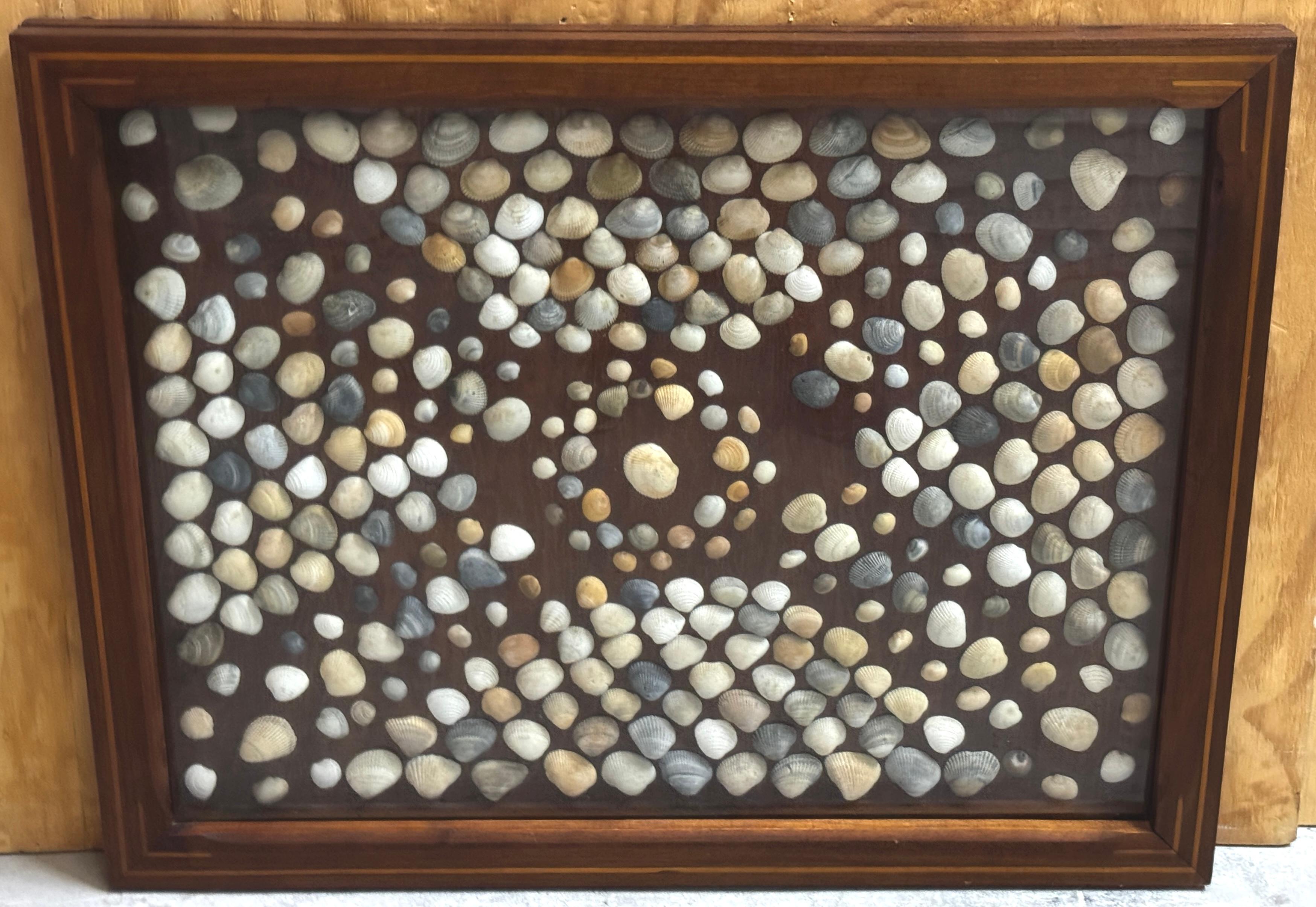 Victorian 19th Century Civil War (Post) Inlaid Framed Shell Confederate Flag Collage For Sale