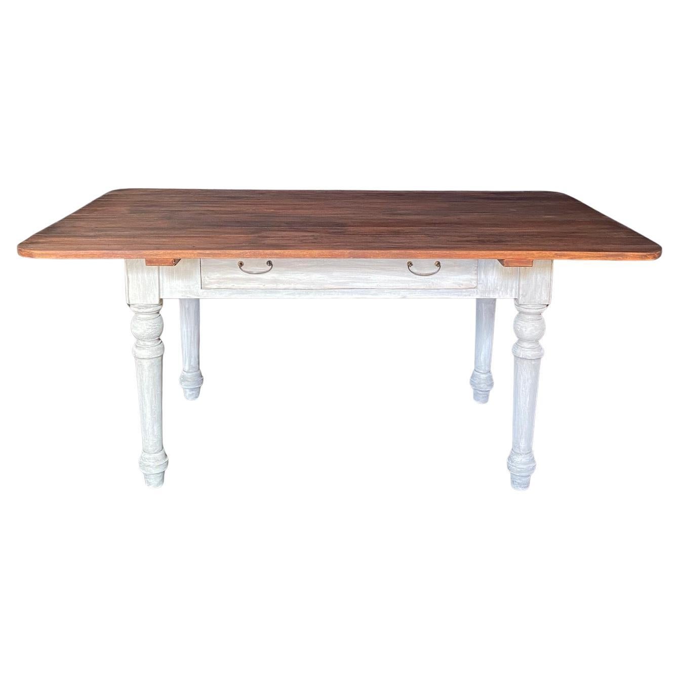 Mesa de comedor o escritorio grande de granja de estilo rústico clásico del siglo XIX en venta