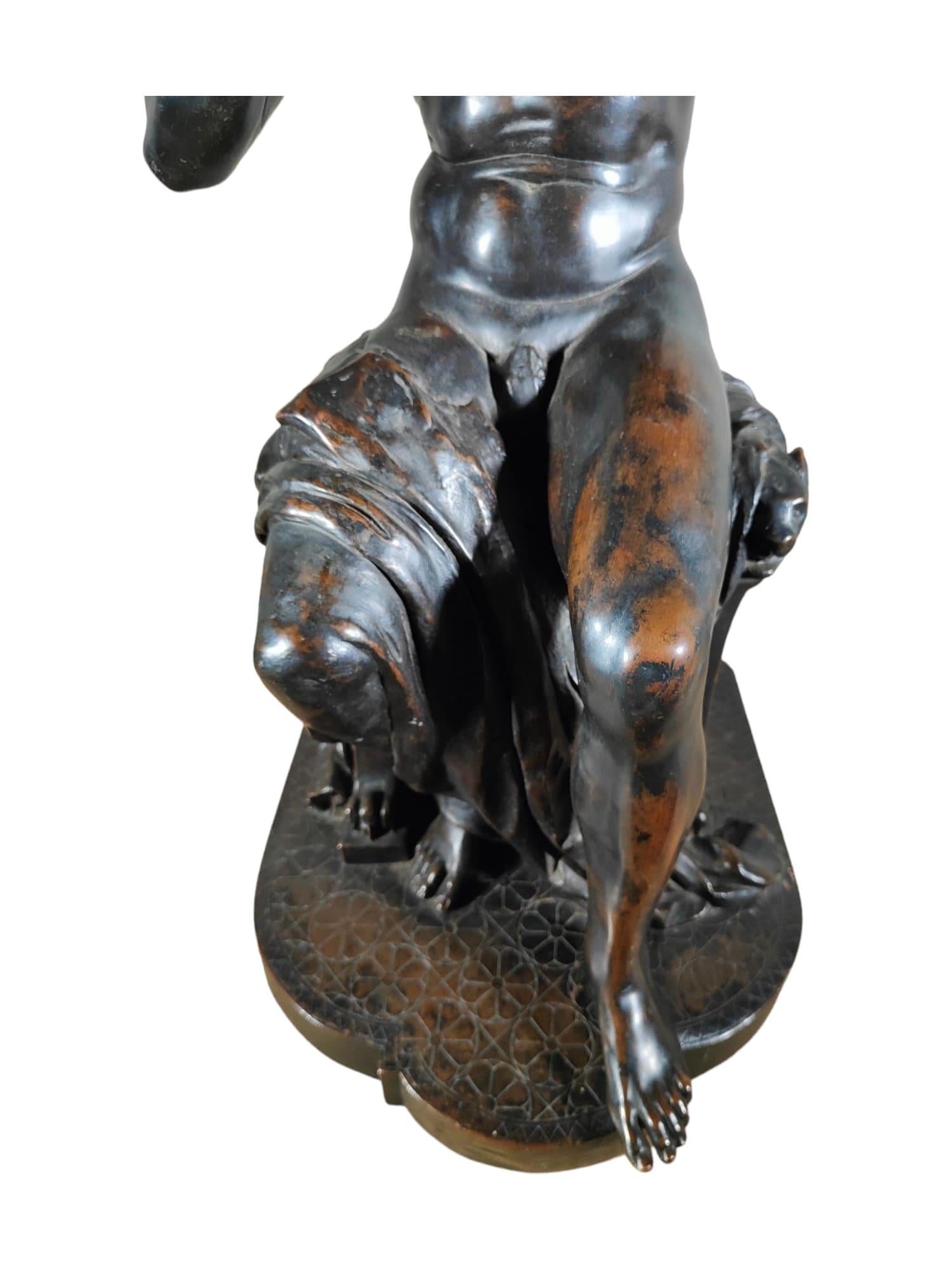 19th Century Classic Sculpture: Youth Seated in Dark Patinated Copper For Sale 5