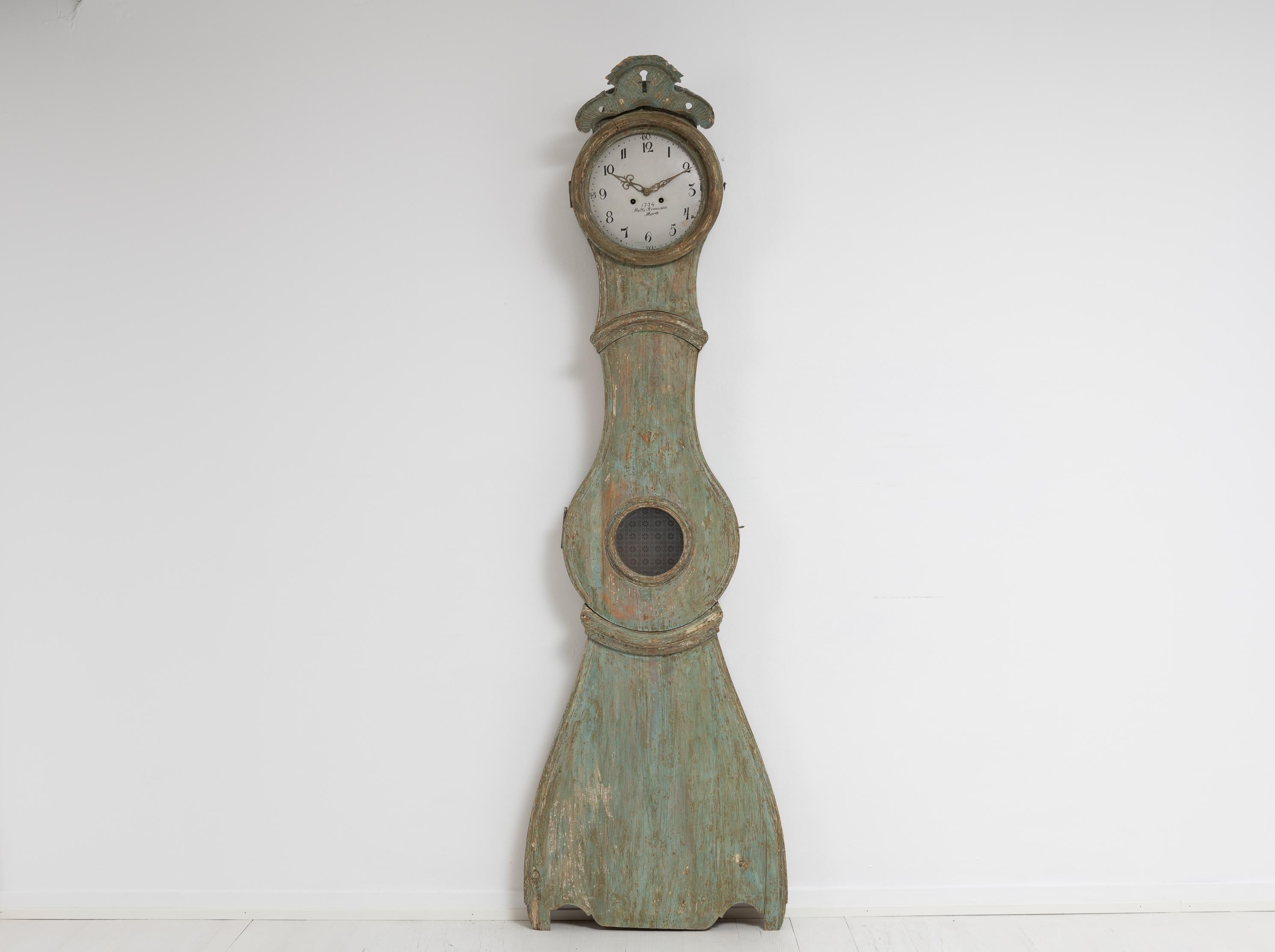 Hand-Crafted 19th Century Classic Swedish Rococo Long Case Clock  For Sale
